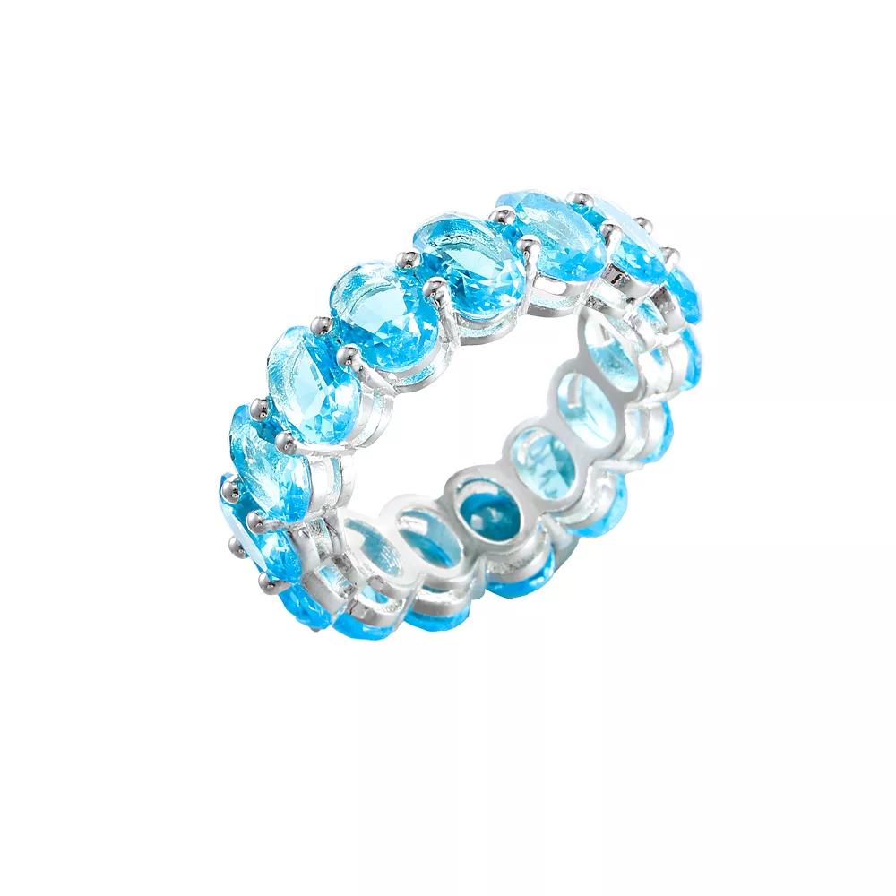 City Luxe Crystal Eternity Band Ring, Women's, Size: 10, March Silver Tone Product Image