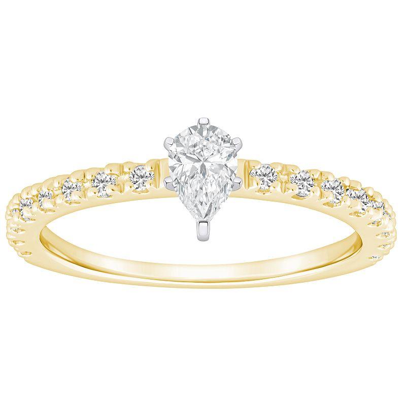 Alyson Layne 14k Gold 1/2 Carat T.W. Diamond Pear Shape Embellished Band Engagement Ring, Women's, Size: 5, 14k White Gold Product Image