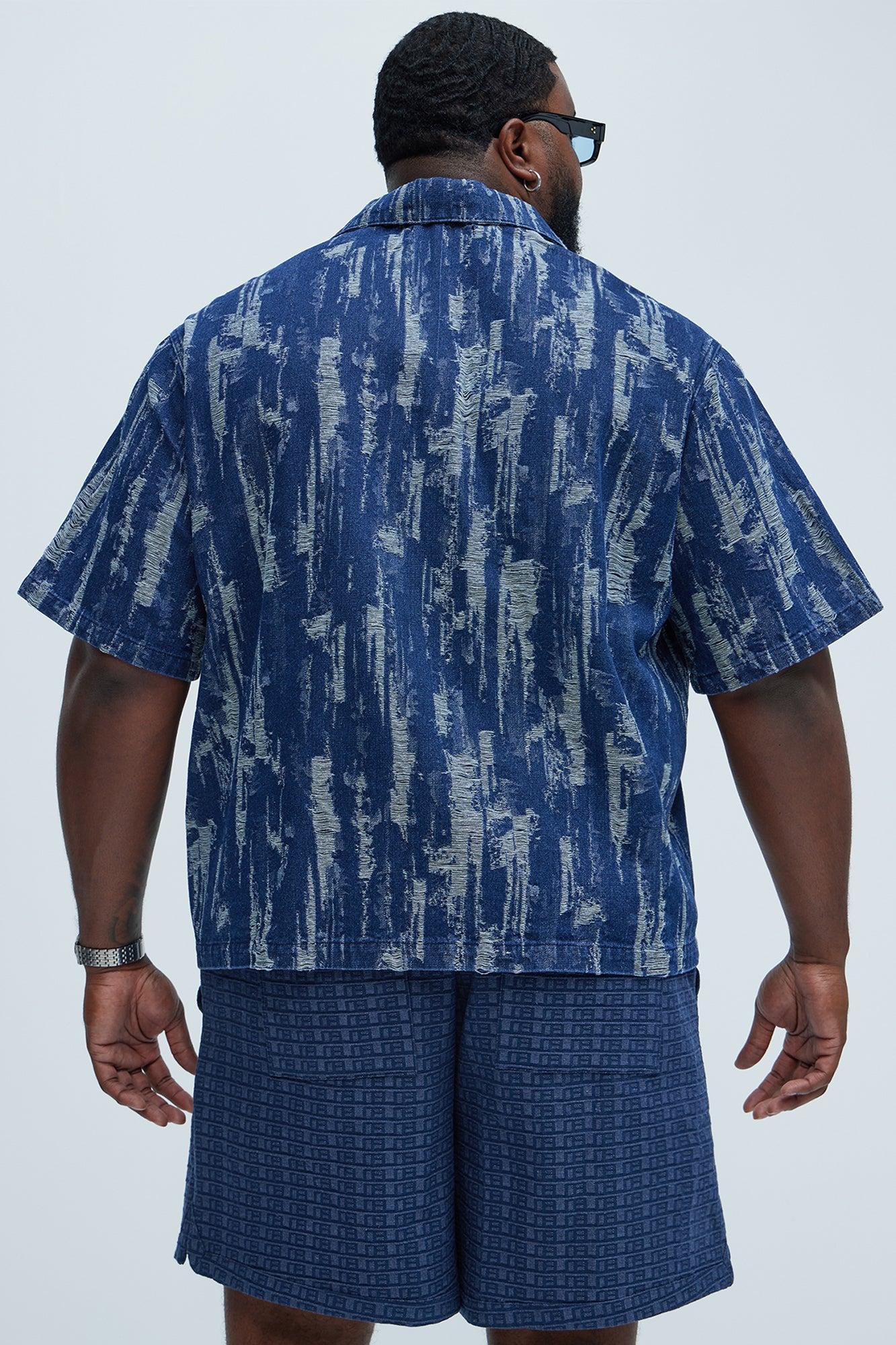 De Soto Jacquard Denim Shirt - Blue Wash Product Image