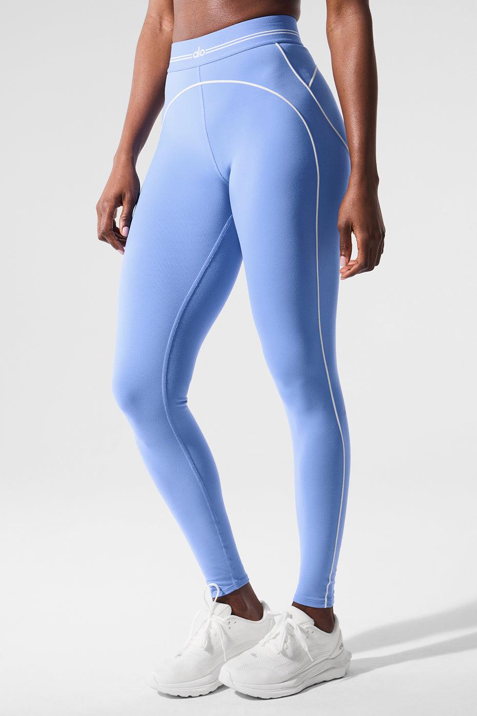 Airbrush High-Waist Heart Throb Legging - Crystal Clear Blue/White Product Image