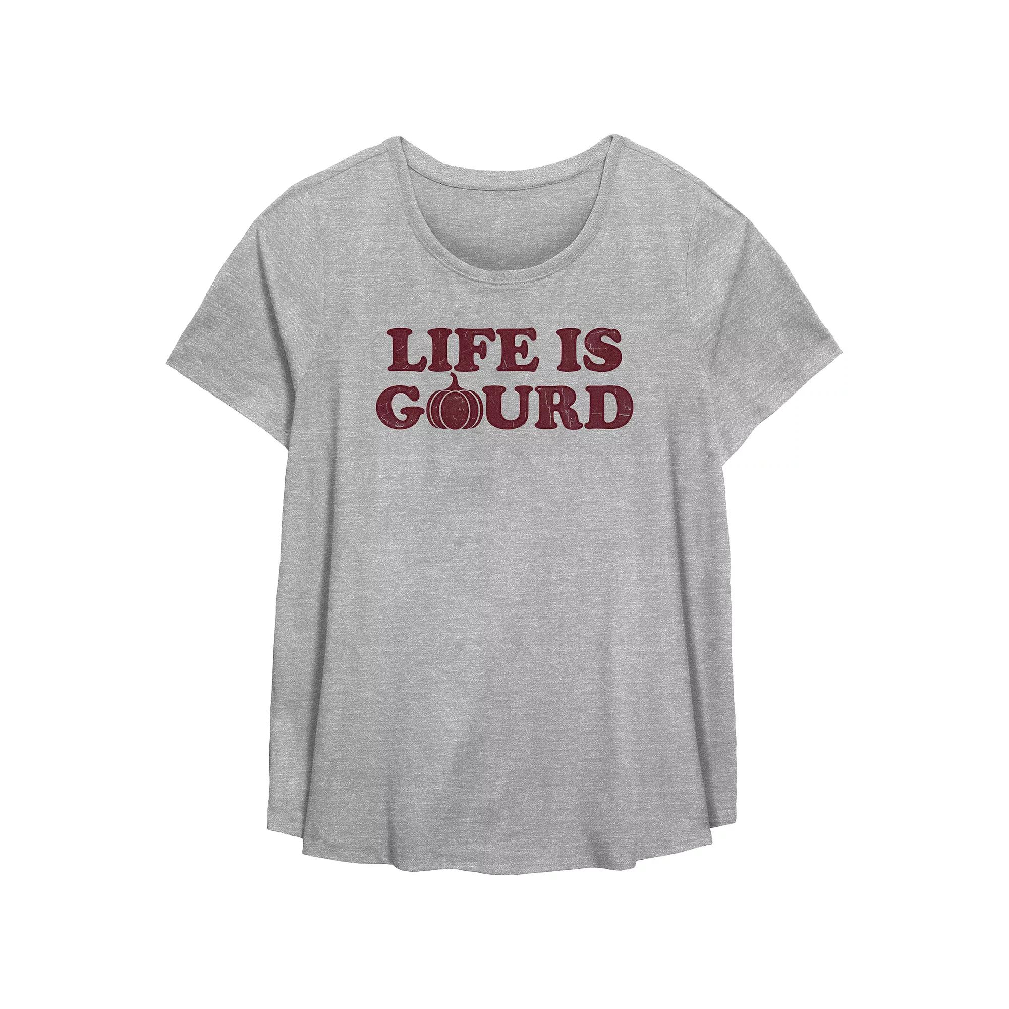 Plus Size Life Is Gourd Flowy Graphic Tee, Women's, Size: 0X, Grey Gray Product Image