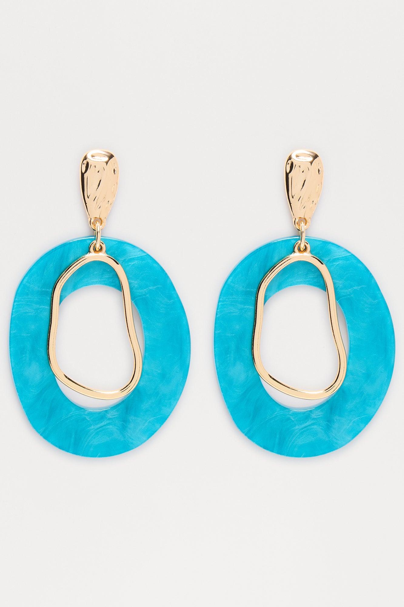 Calm As The Ocean Statement Drop Earrings - Blue/combo Product Image