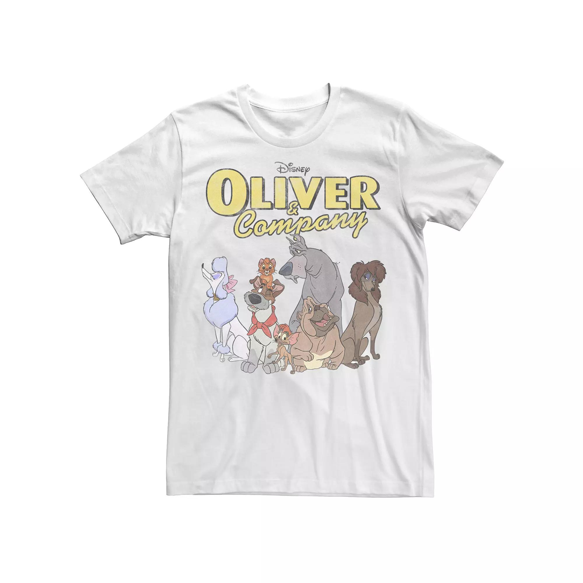Big & Tall Disney Oliver And Company Group Shot Vintage Portrait Tee, Men's, Size: 4XL, White Product Image