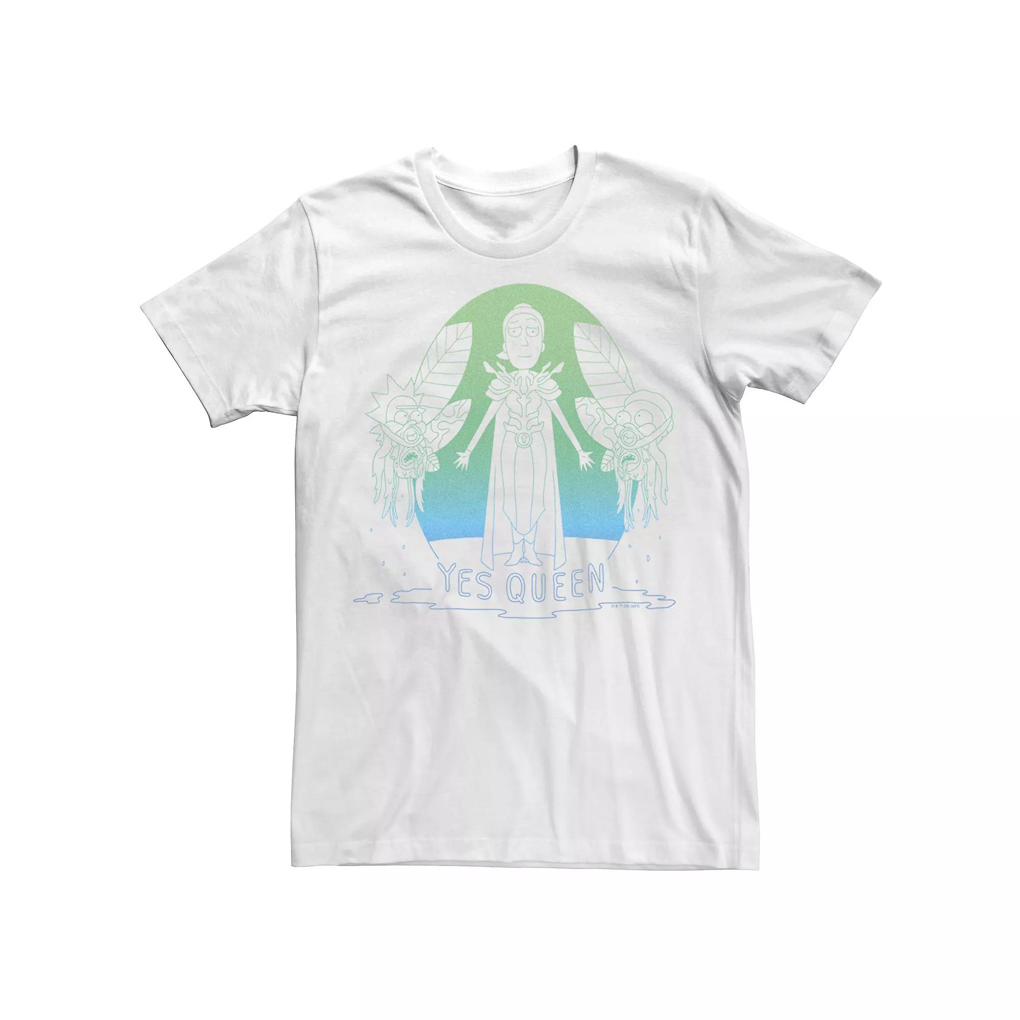 Men's Rick & Morty Summer Yes Queen Line Art Portrait Tee, Size: XS, White Product Image
