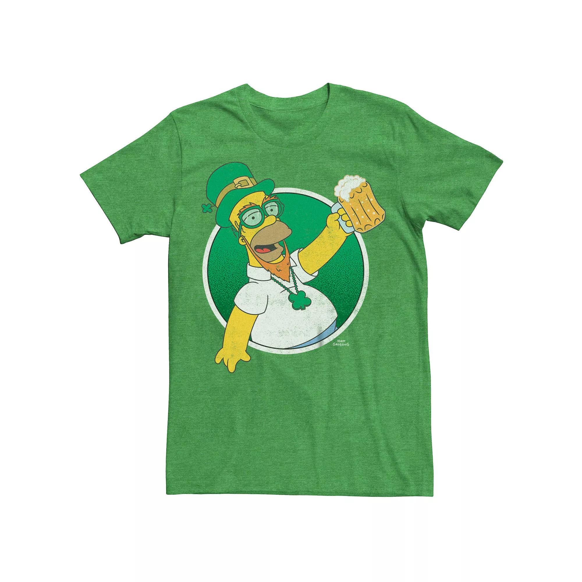 Men's The Simpsons Homer Leprechaun Tee, Size: Small, Kelly Grey Product Image