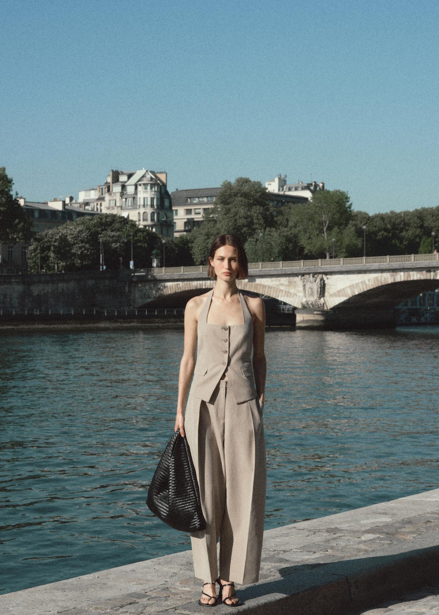 Linen-blend balloon pants - Women | MANGO USA Product Image