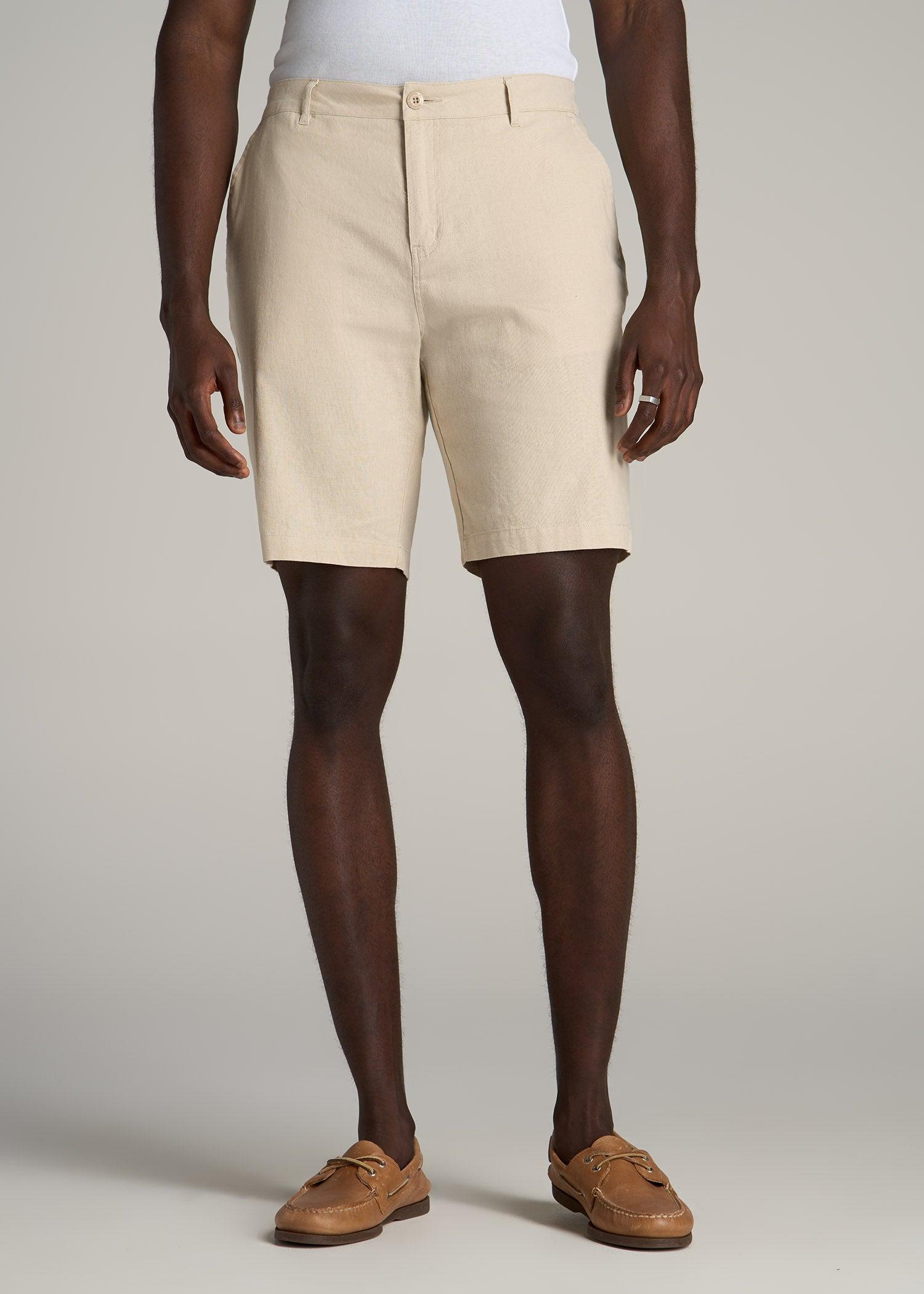 Linen Shorts For Tall Men in Burnt Orange Male Product Image