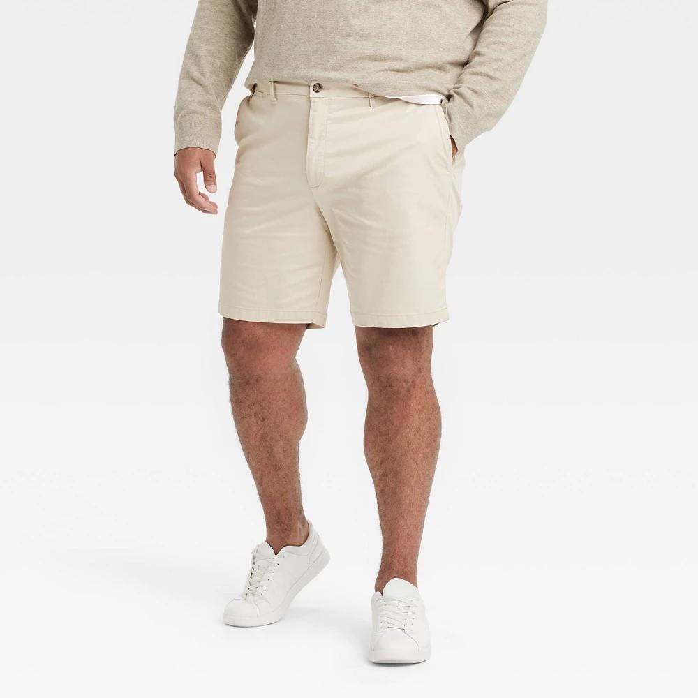 Men's Big & Tall Every Wear 9" Flat Front Chino Shorts - Goodfellow & Co™ 48: Midweight, Slim Fit, Stretch Product Image