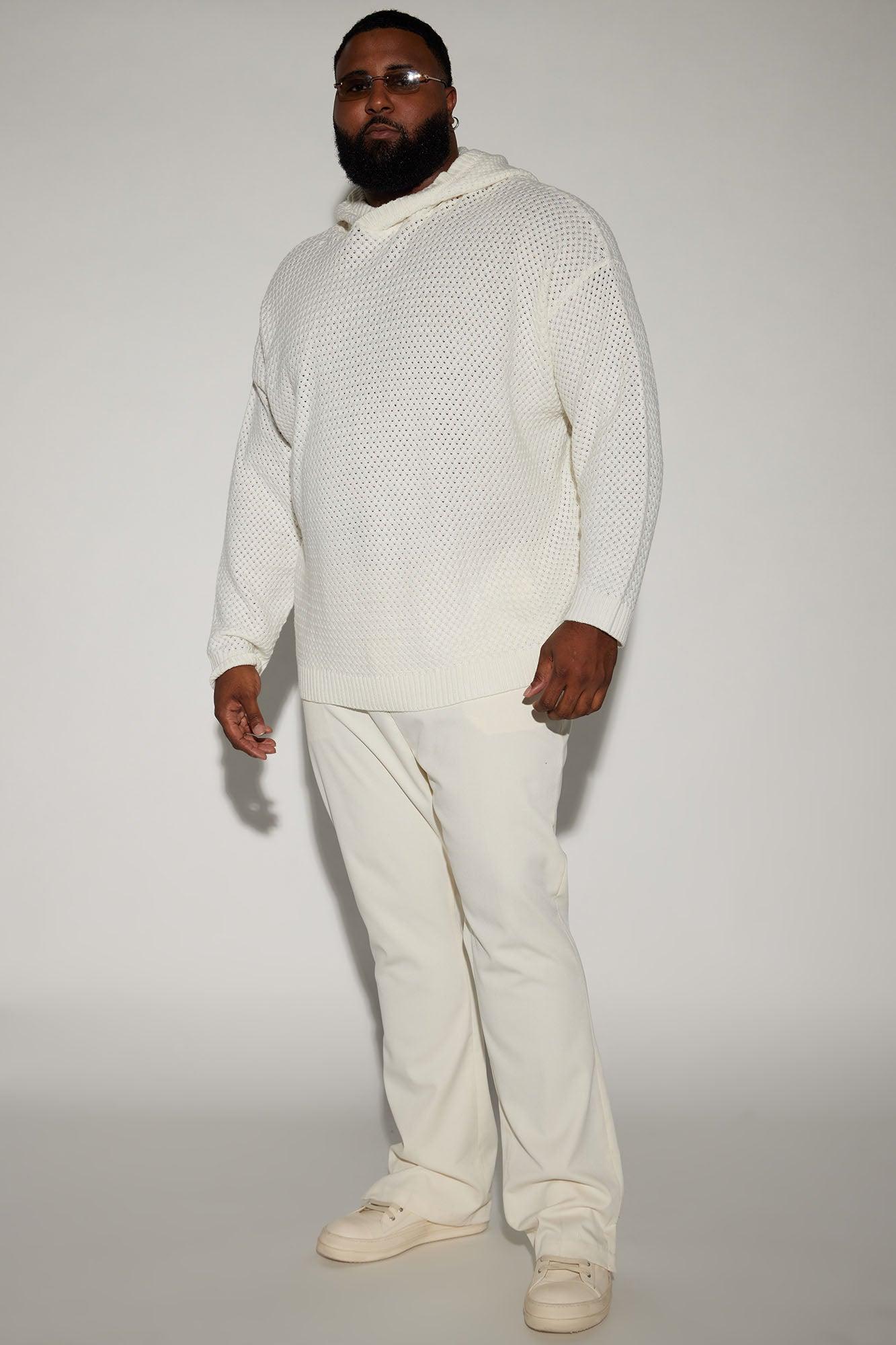 Say Less Cableknit Hooded Sweater - White Product Image