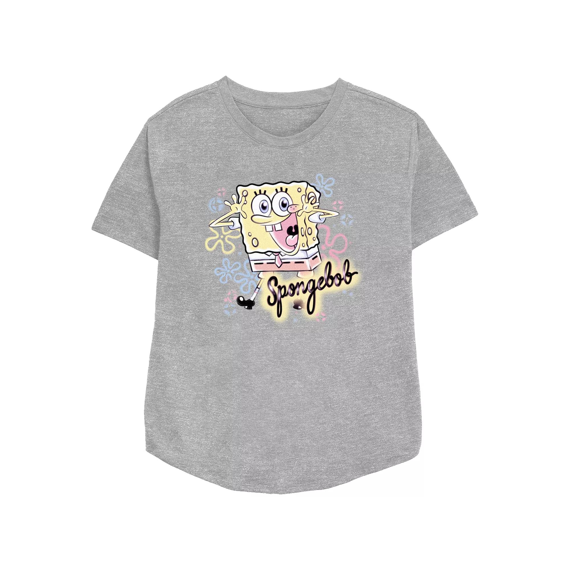 Women's Nickelodeon SpongeBob SquarePants Airbrush Poster Relaxed Fit Graphic Tee,  Product Image