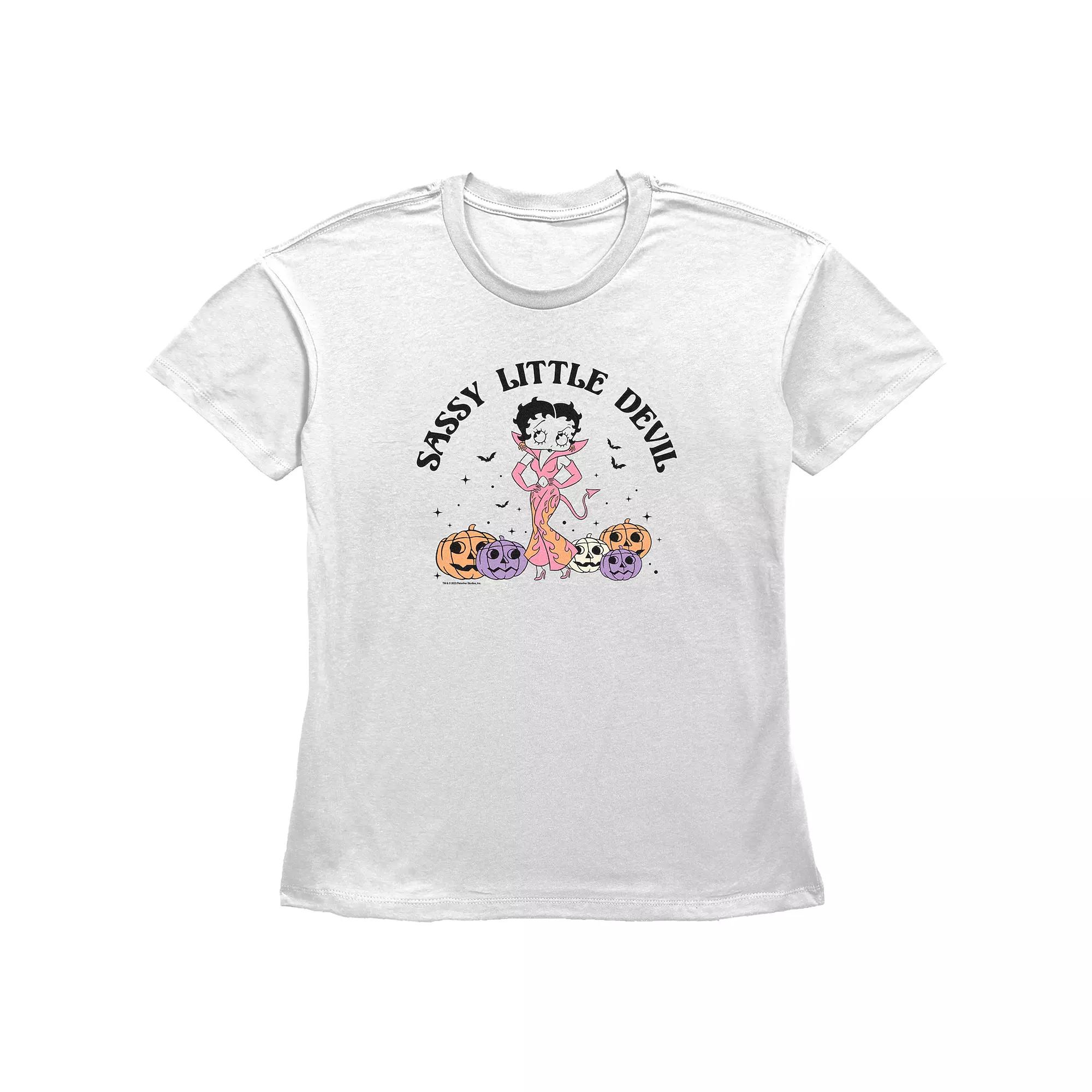 Women's Betty Boop Sassy Little Devil Graphic Tee, Size: Large, White Product Image
