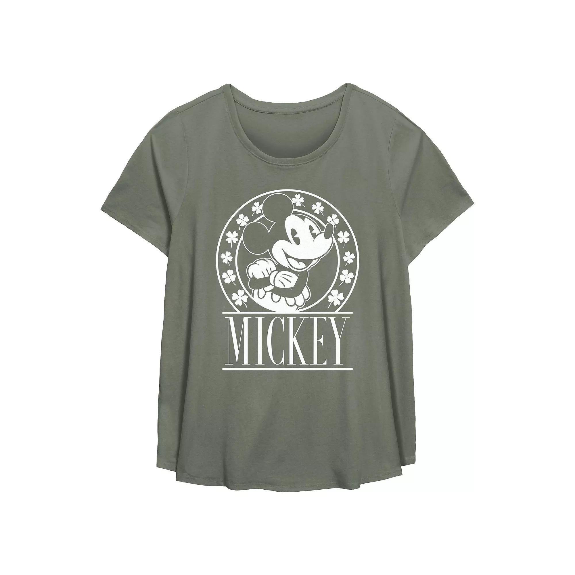 Disney's Mickey Mouse Lucky Stamp Plus Size Flowy Graphic Tee, Women's, Size: 5XL, Green Product Image