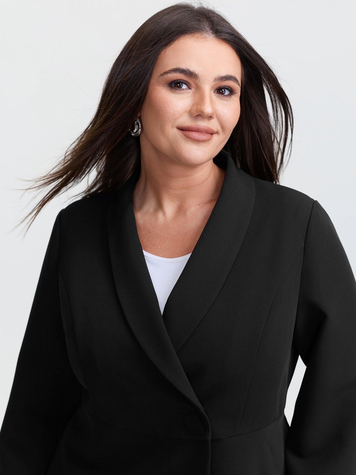 Semi Stretchy Pockets Curvy Hem Blazer Female Product Image