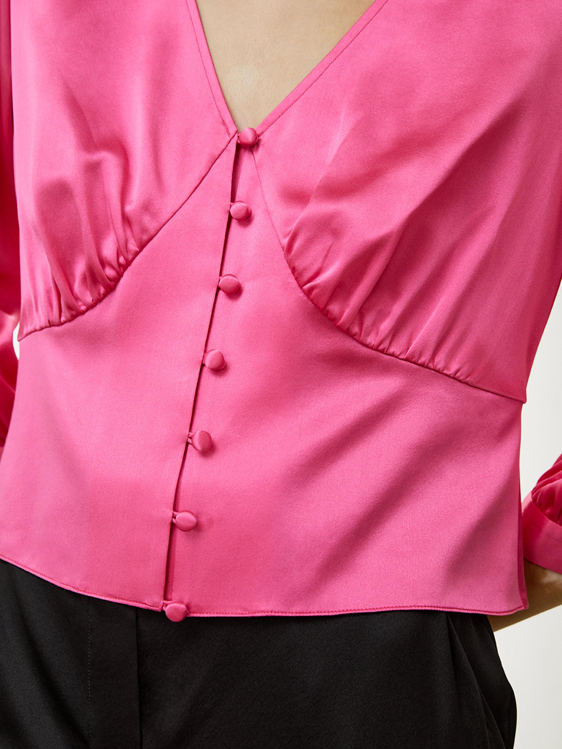 LILYSILK Female Silk Shirts Ladies Magenta 100 Silk Tailored Front Button-And-Loop Closure Blouse 2 Product Image