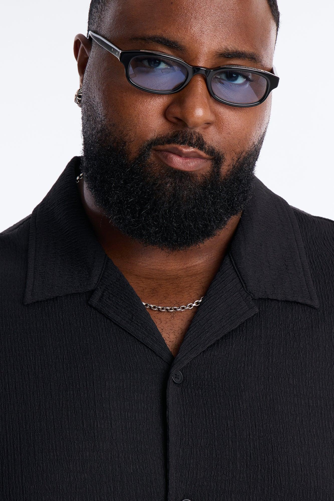 Burton Cuban Collar Button Up Shirt - Black Male Product Image