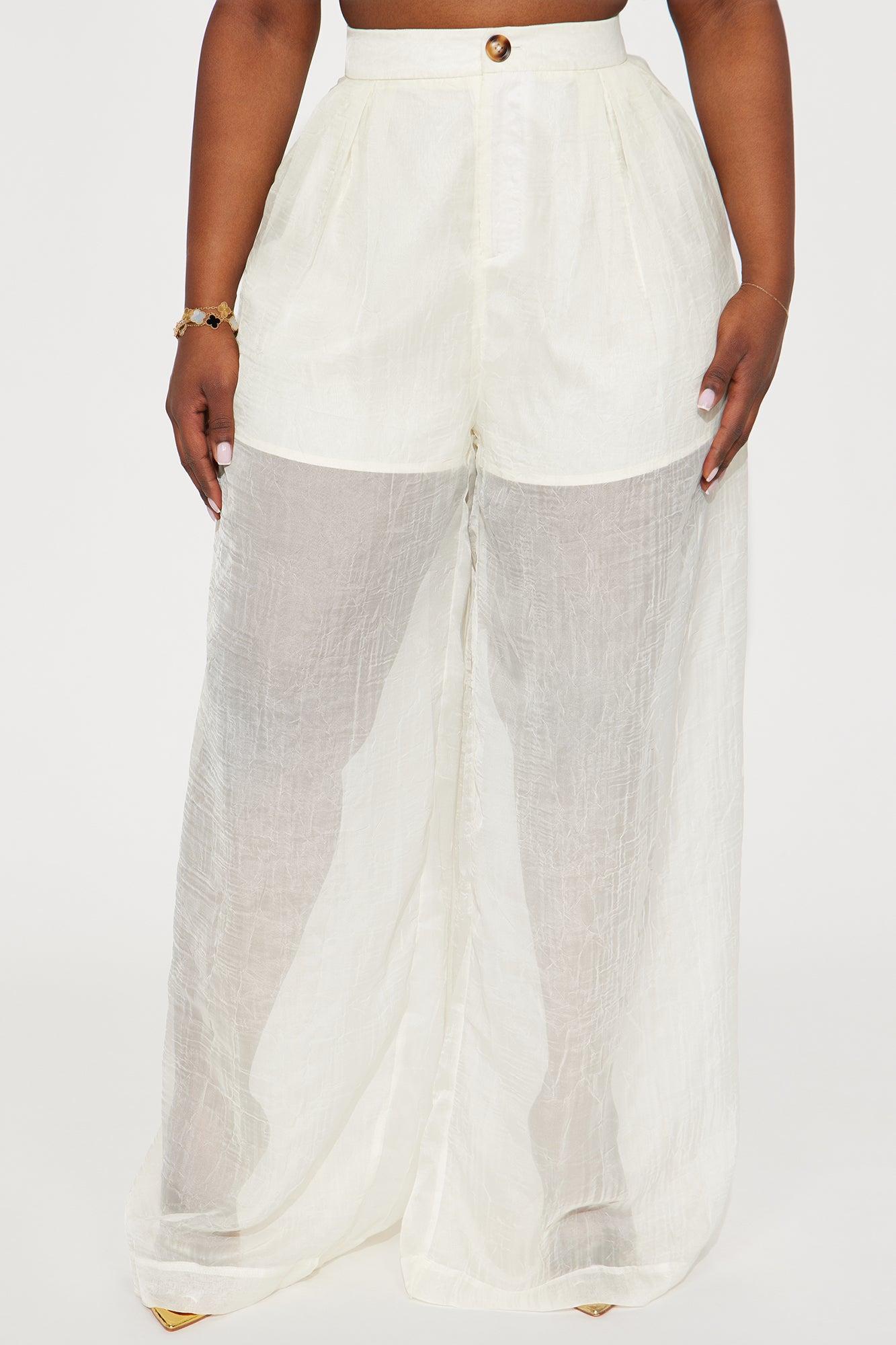 Hollie Wide Leg Organza Pant - Cream Female Product Image