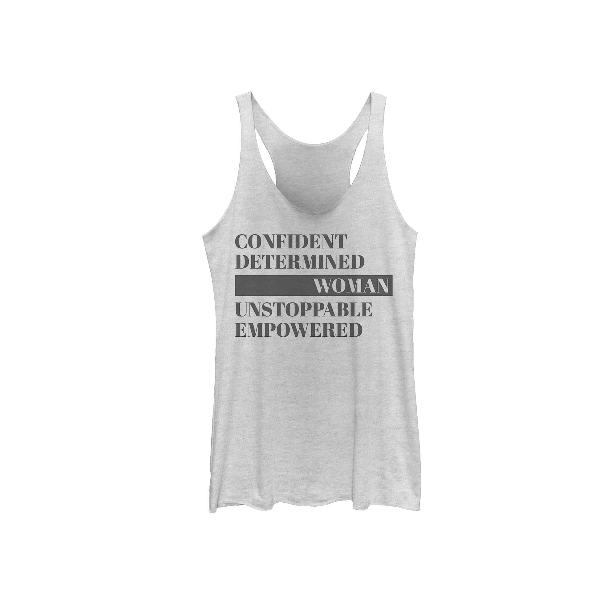 Juniors' Confident Determined Women's Empowerment Tank Top, Girl's, Size: XL, White Grey Product Image