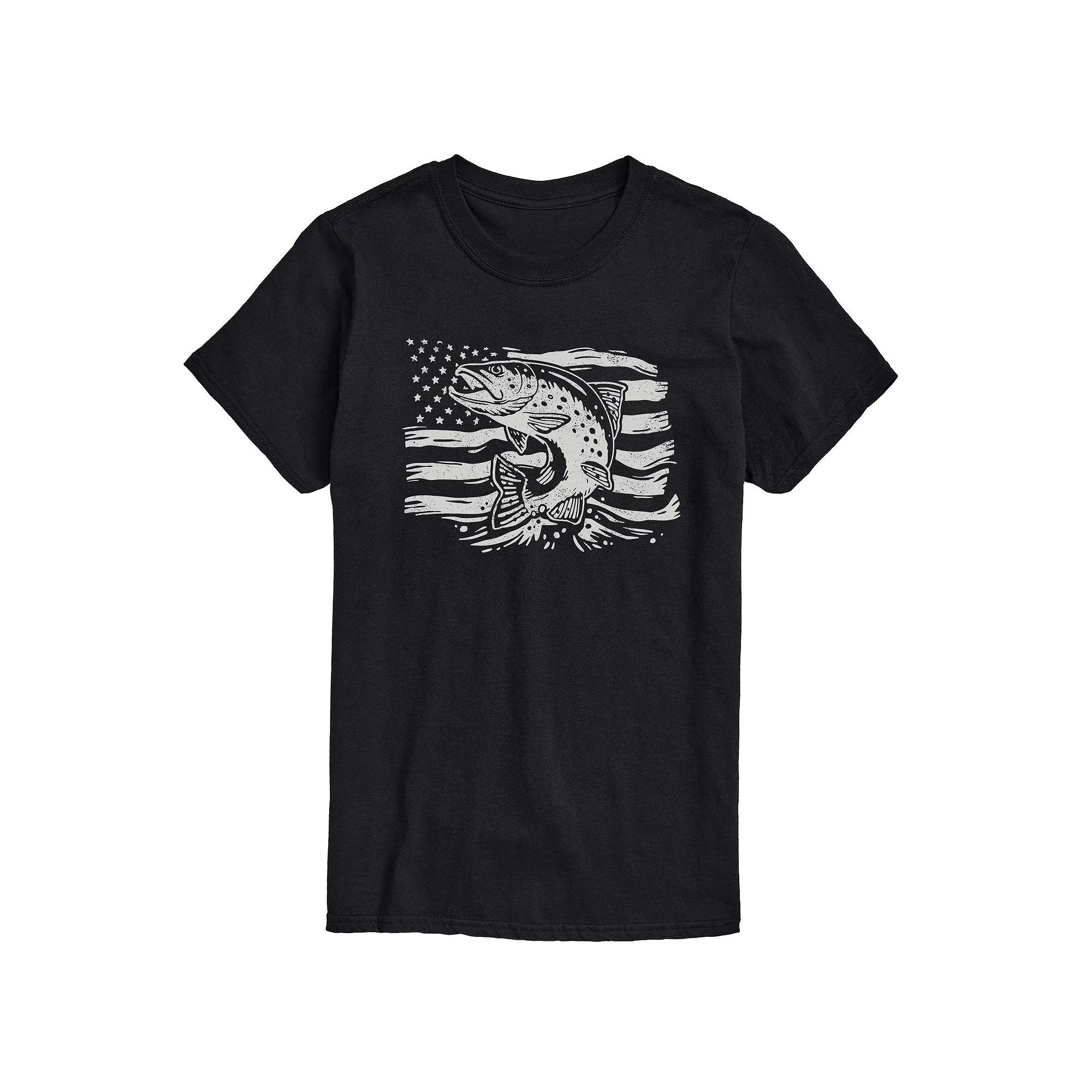 Men's Trout American Flag Graphic Tee,  Product Image