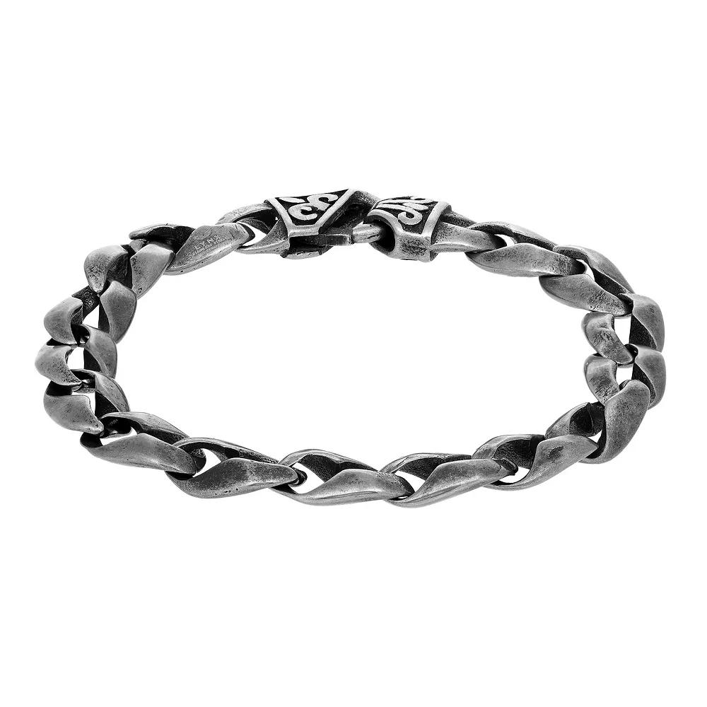 LYNX Men's Antiqued Stainless Steel Link Chain Bracelet, Size: 8.75 Product Image