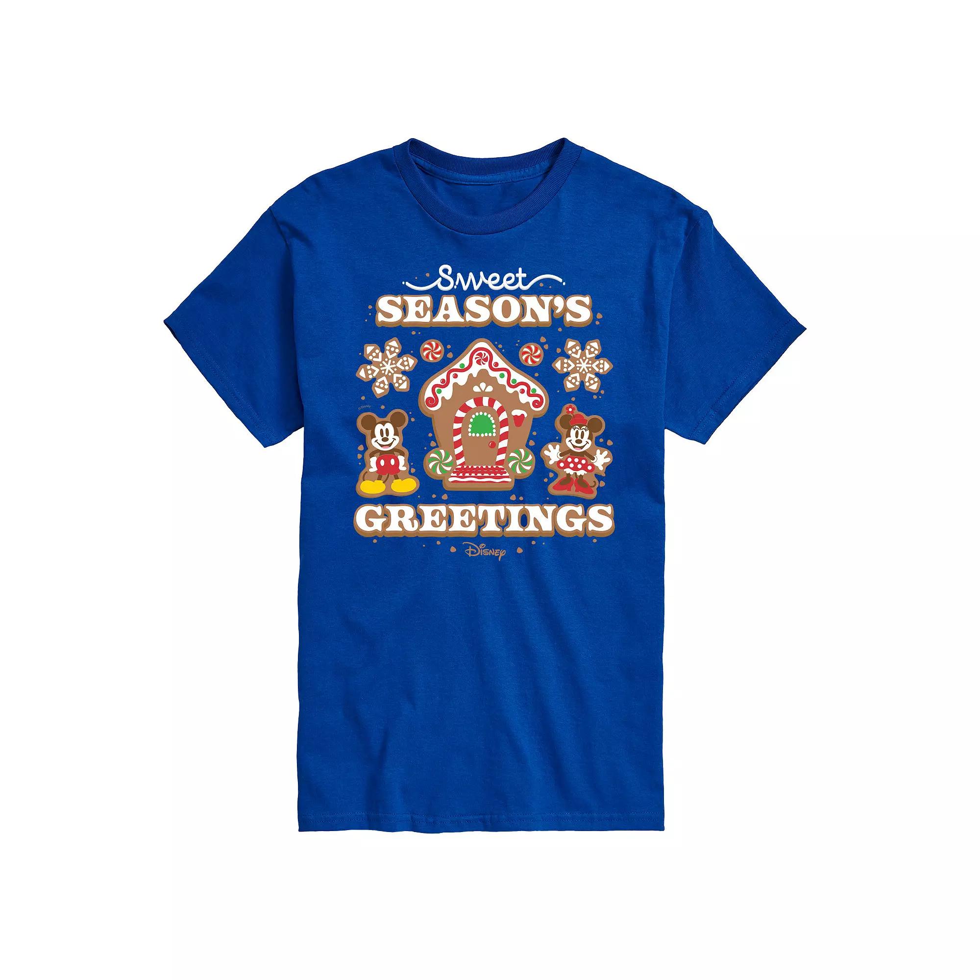 Disney's Mickey & Minnie Mouse Men's Sweet Seasons Greetings Graphic Tee,  Product Image