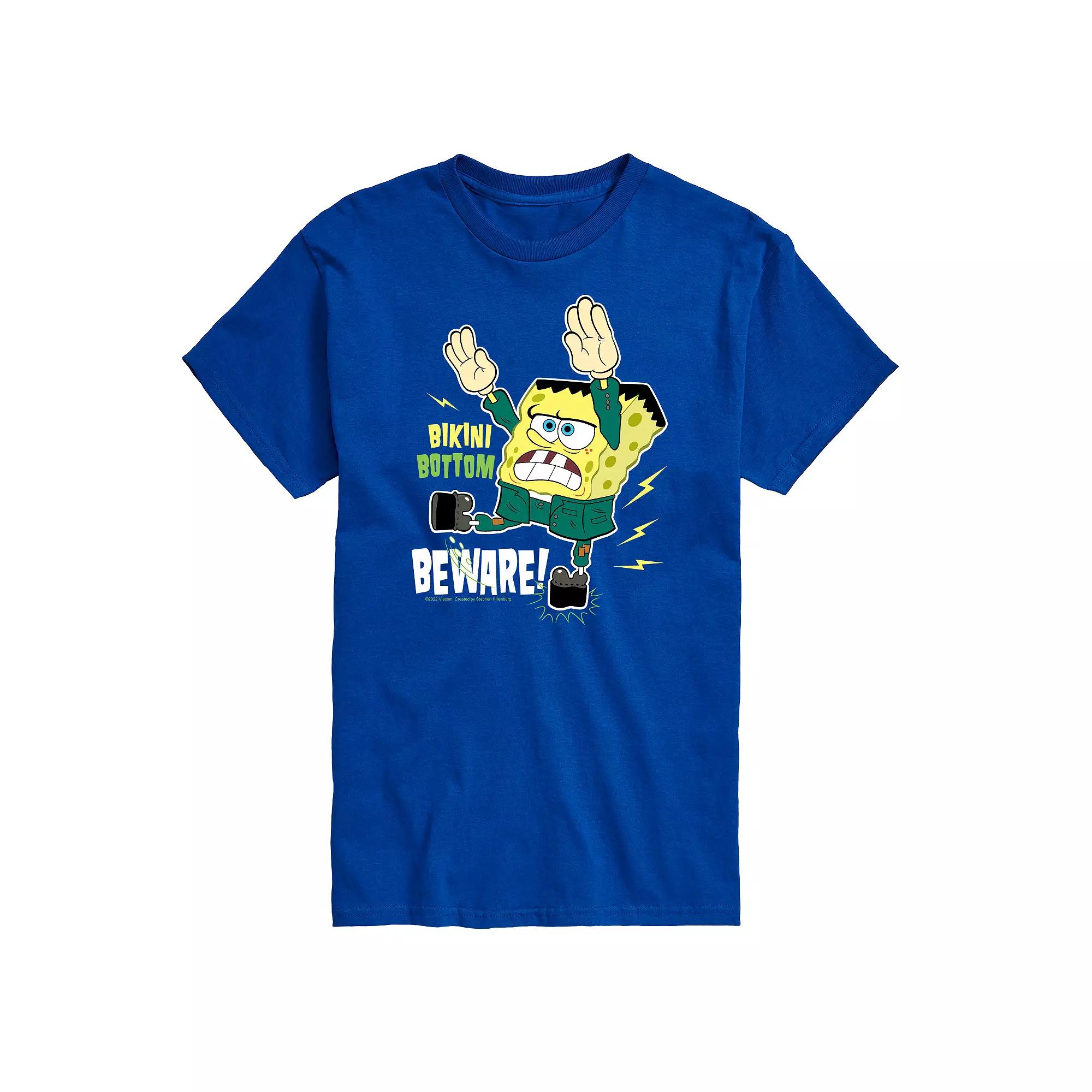 Big & Tall Spongebob Bikini Bottom Beware Graphic Tee, Men's,  Product Image