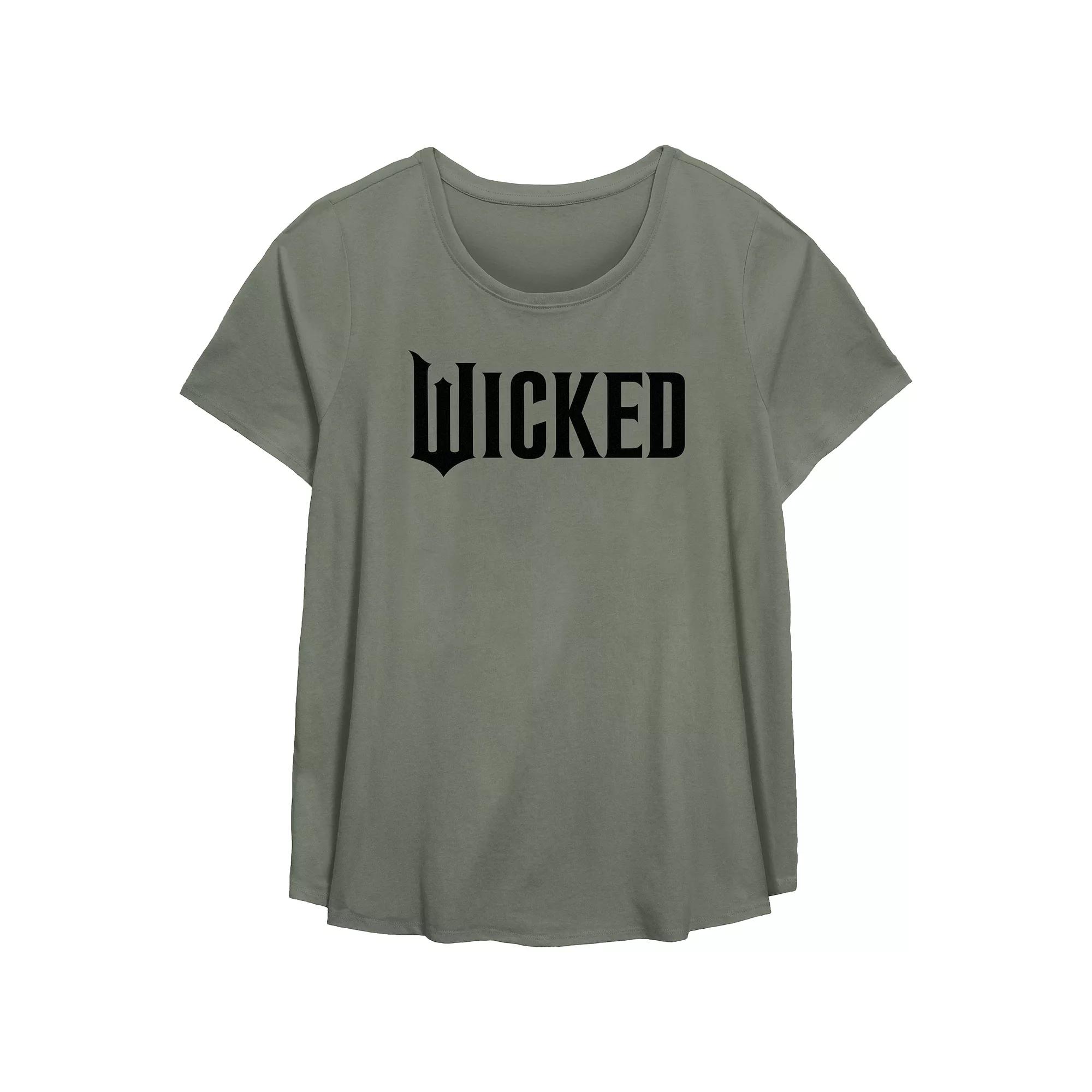 Plus Size Wicked Logo Flowy Graphic Tee, Women's, Size: 5XL, Green Product Image