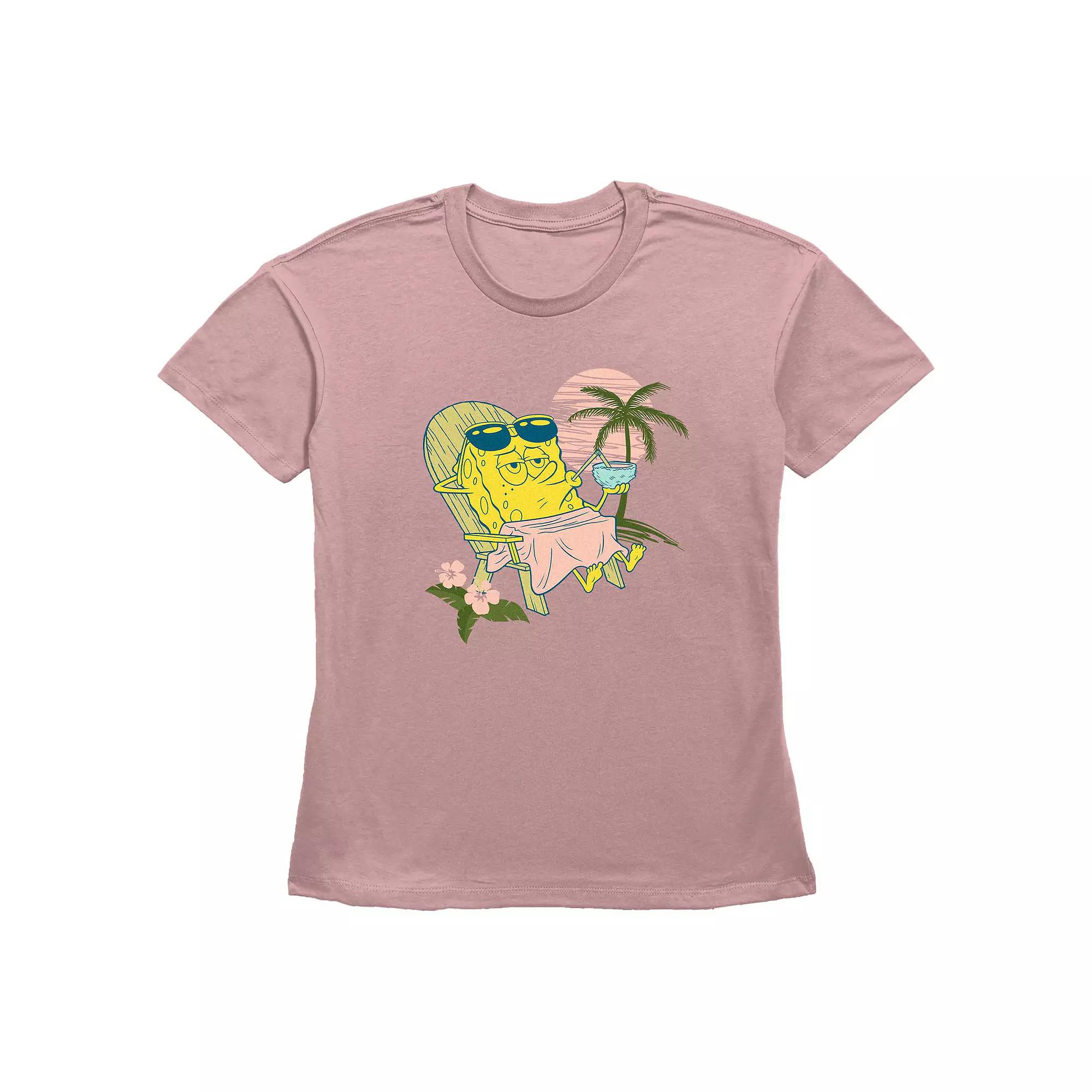 Women's Nickelodeon SpongeBob SquarePants Relaxing On Beach Graphic Tee,  Product Image