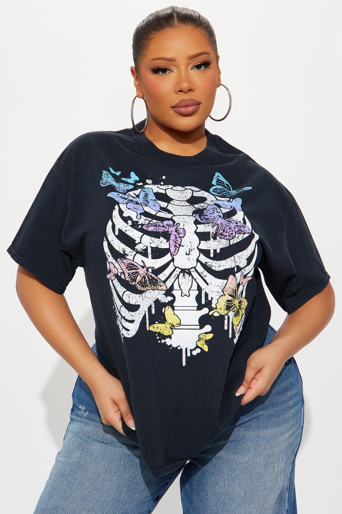 Butterfly Rib Cage Vintage Wash Tee - Black Female Product Image