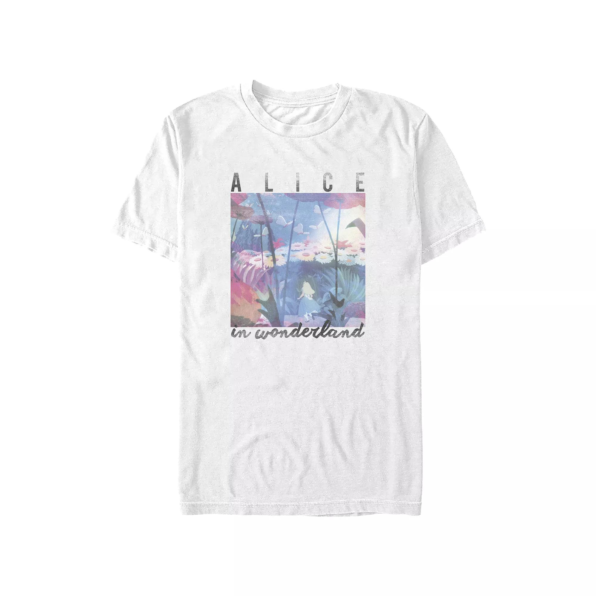 Disney's Alice In Wonderland Garden Scene Juniors' Boyfriend Graphic Tee, Women's, Size: XL, White Product Image