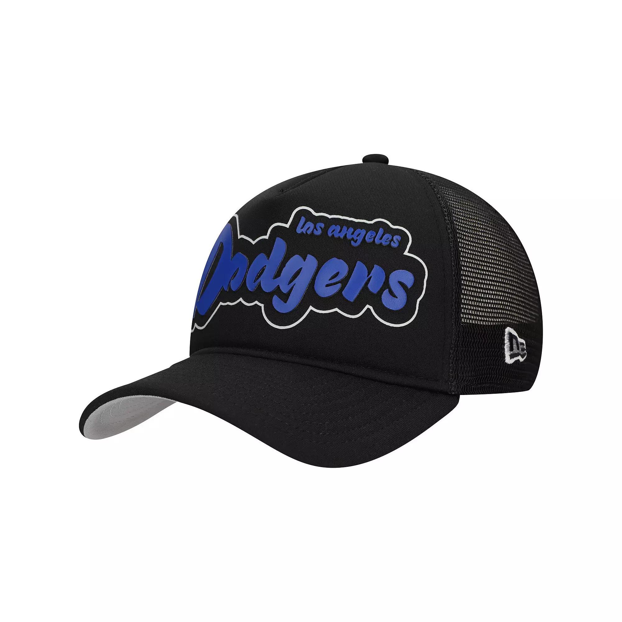Men's New Era Black Los Angeles Dodgers Retro Bold A-Frame Trucker 9FORTY Adjustable Hat Product Image
