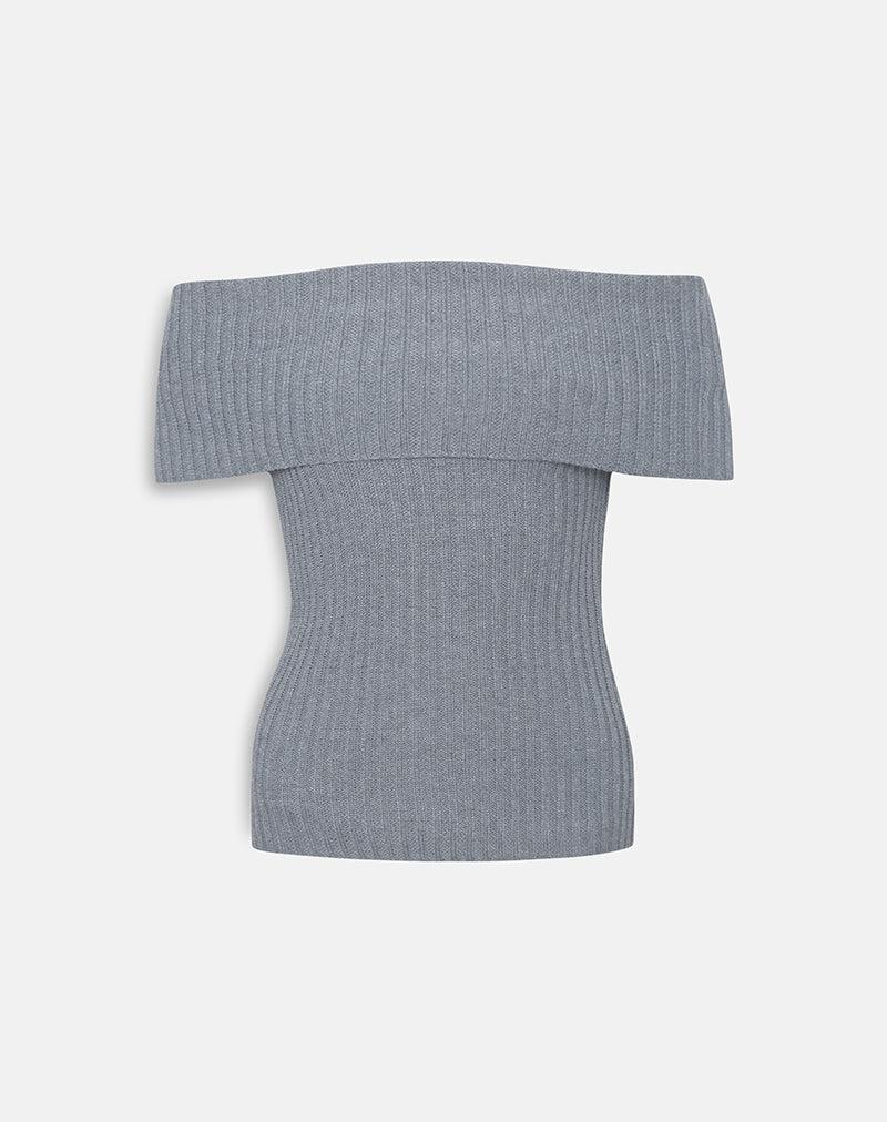 Fahari Foldover Top in Rib Knit Grey Female Product Image
