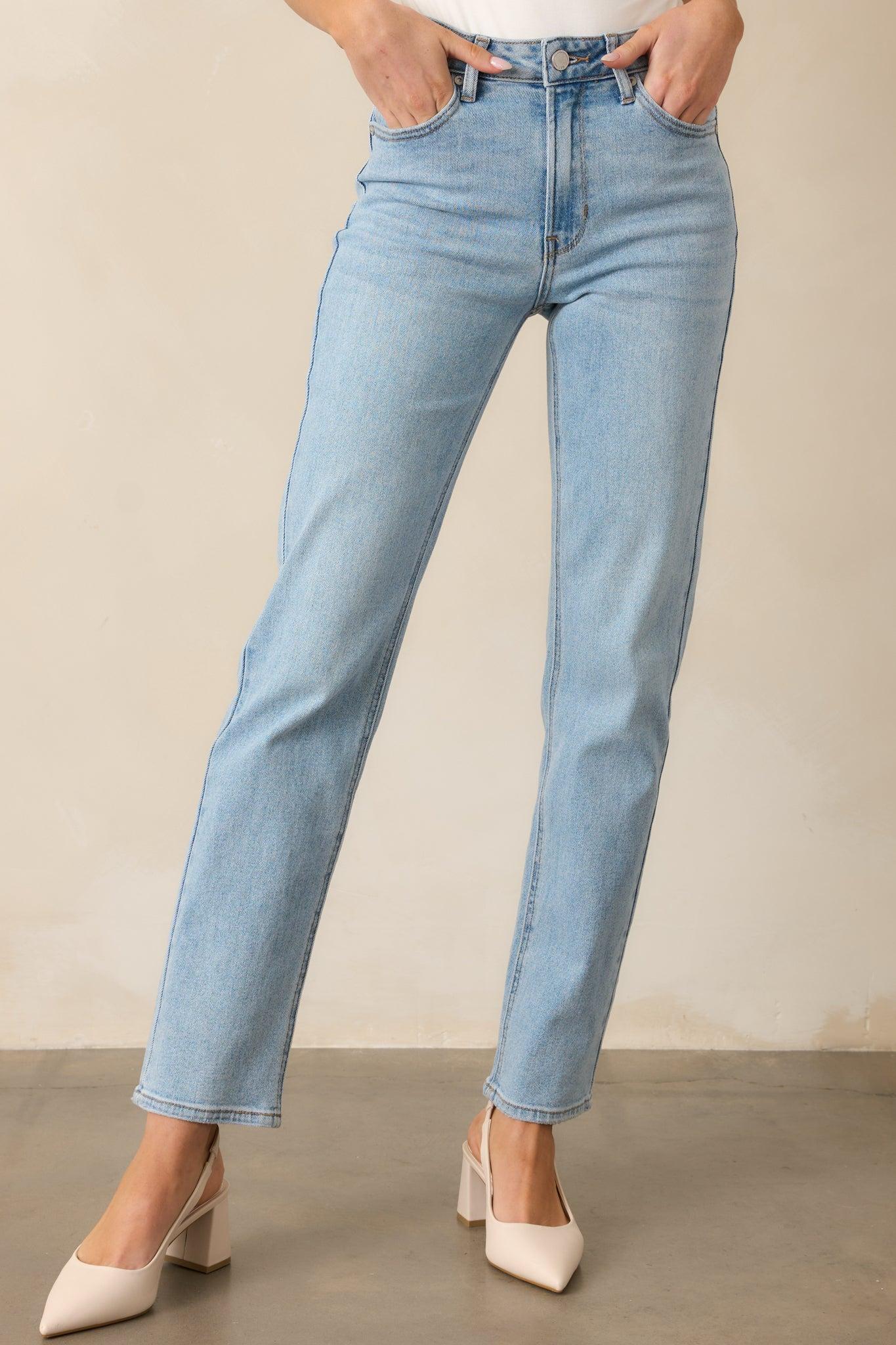 Dusk Enchantment Light Wash Straight Leg Jeans Product Image