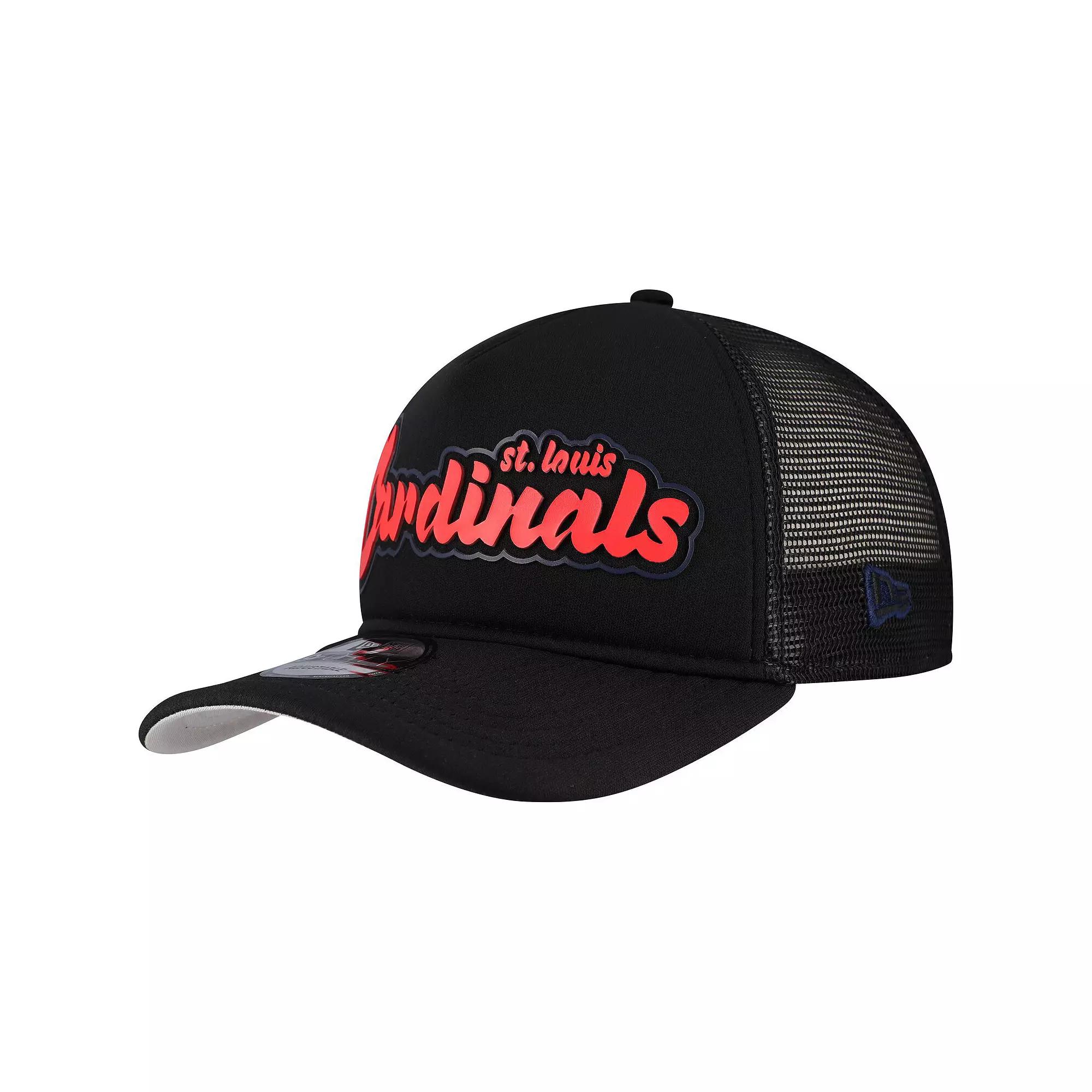 Men's New Era Black St. Louis Cardinals Retro Bold A-Frame Trucker 9FORTY Adjustable Hat Product Image