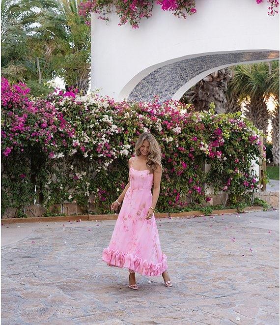 Gianni Bini x Shea Leigh Mills Shea Leigh Sway Blur Print Scoop Neck Crepe A-Line Maxi Dress Product Image