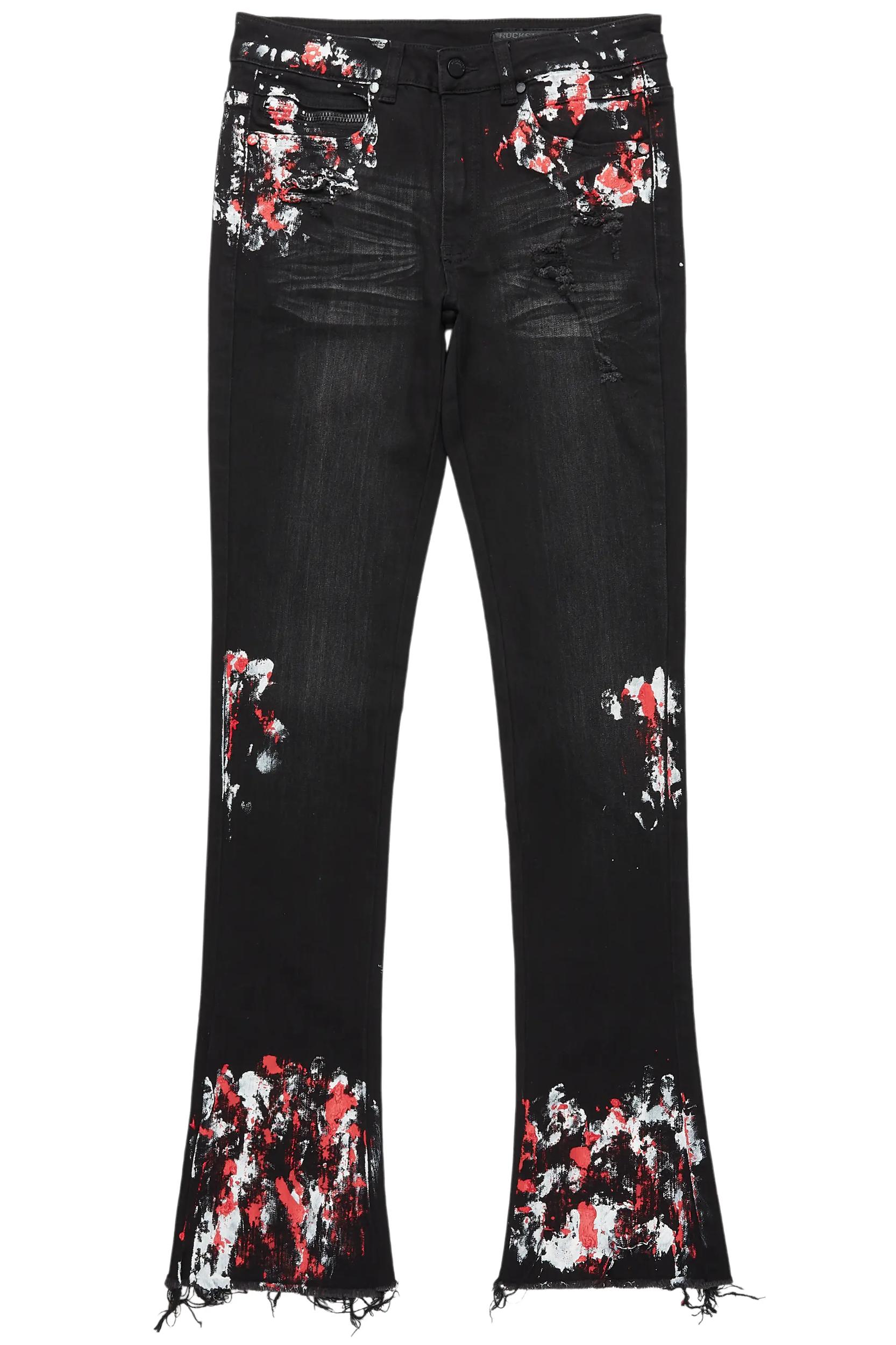 Kodak Black/Red Painter Stacked Flare Jean Male Product Image