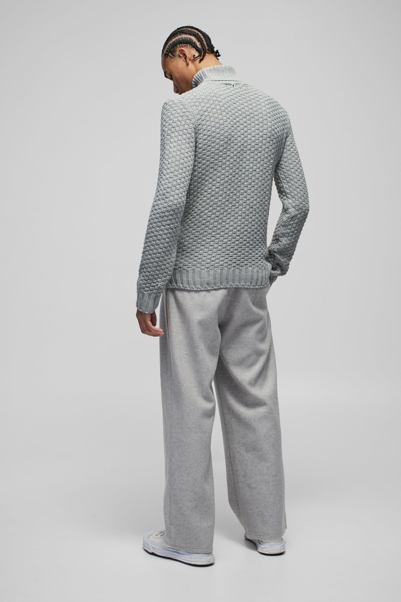 Regular Cable Knit Panel Roll Neck Knitted Sweater | boohooMAN USA Product Image