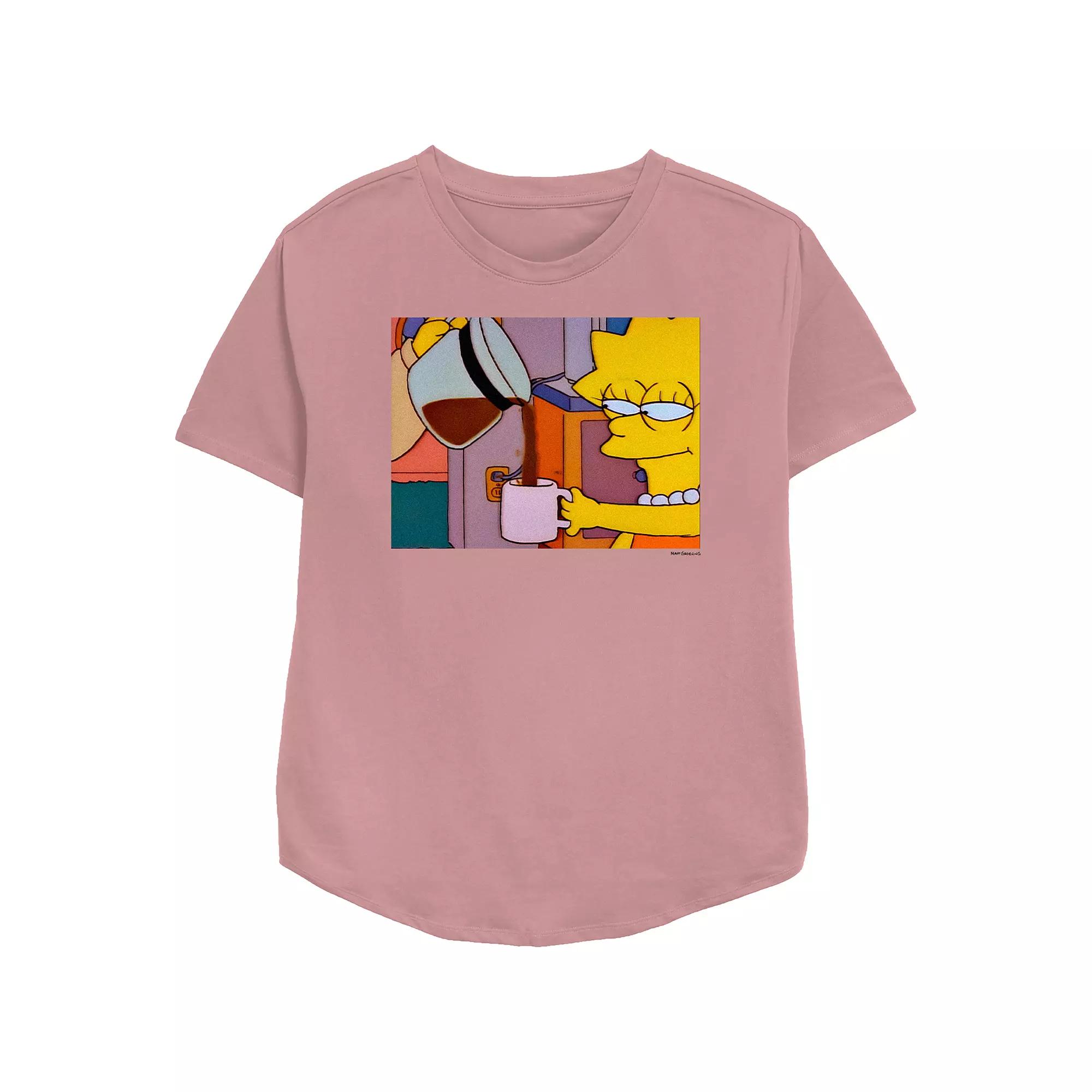 Women's The Simpsons Lisa Getting Coffee Relaxed Fit Graphic Tee, Girl's,  Product Image