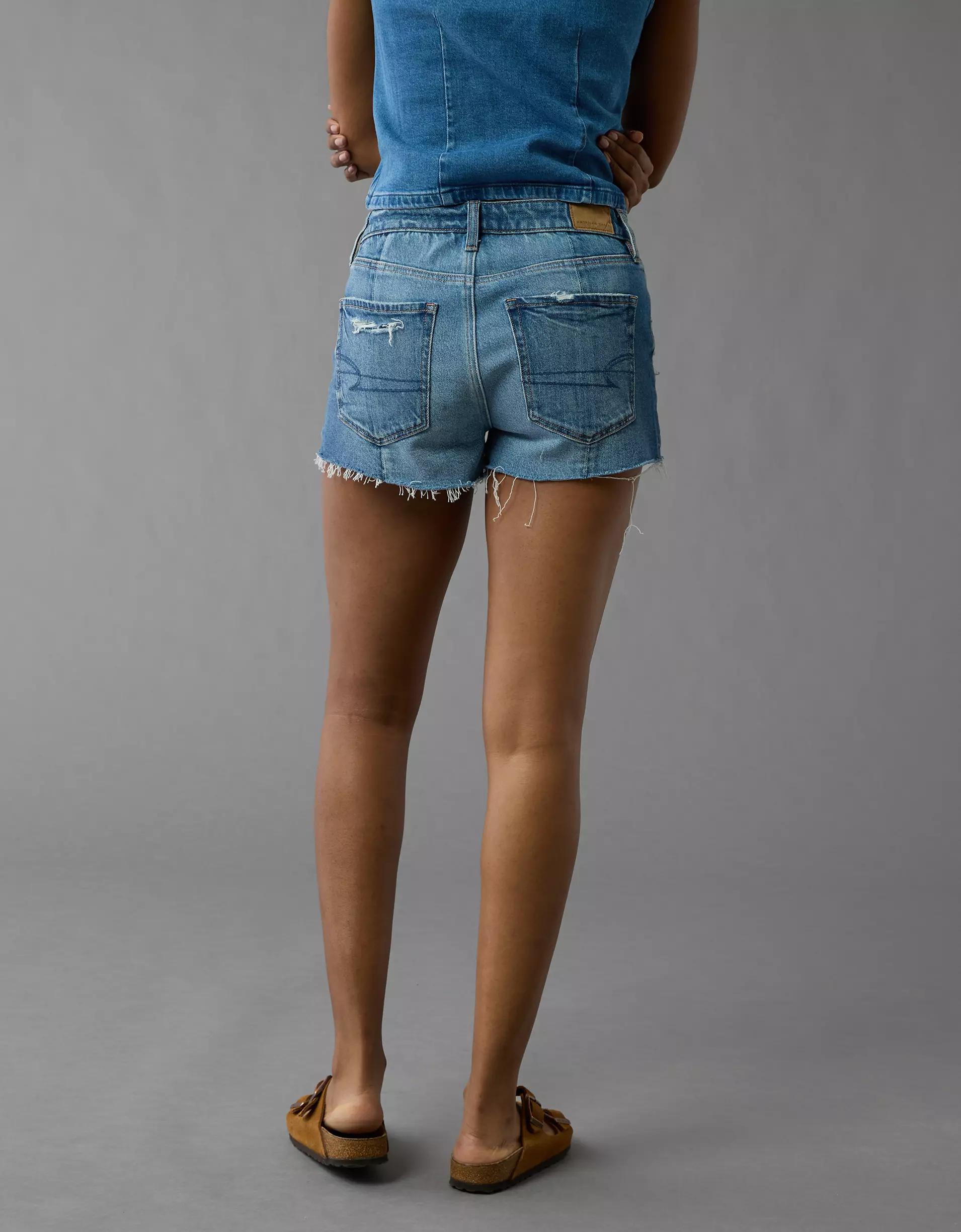 AE Stretch Colorblock Ripped Denim Perfect Shortie Product Image