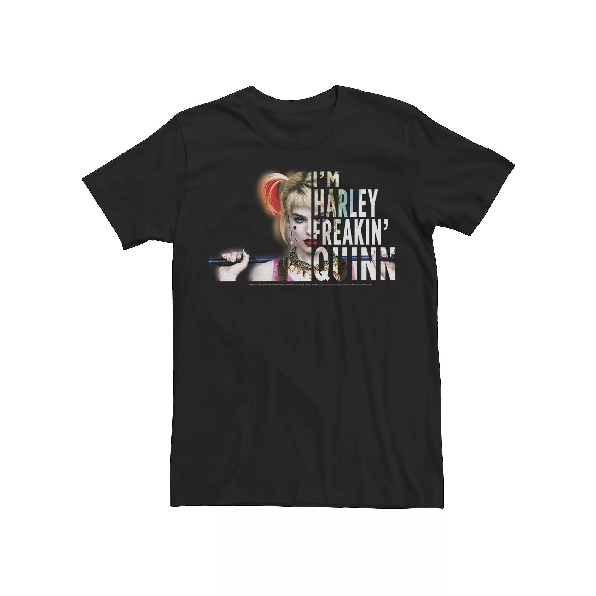 Men's Harley Quinn: Birds of Prey I'm Harley Freakin Quinn Portrait Tee, Size: Large, Black Product Image