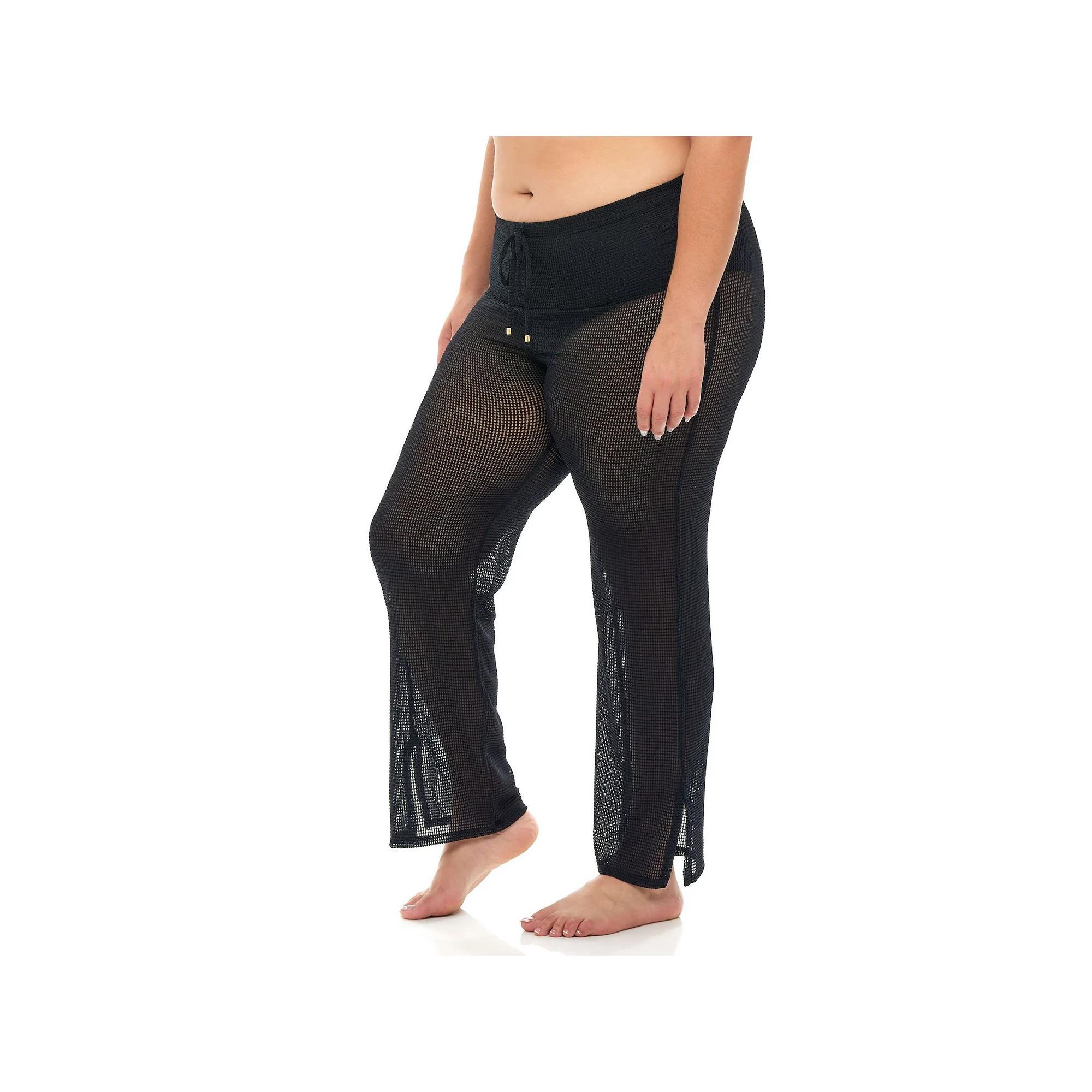 Plus Size Jordan Taylor Sheer Swim Cover-Up Pants, Women's, Size: 1XL, Black Product Image