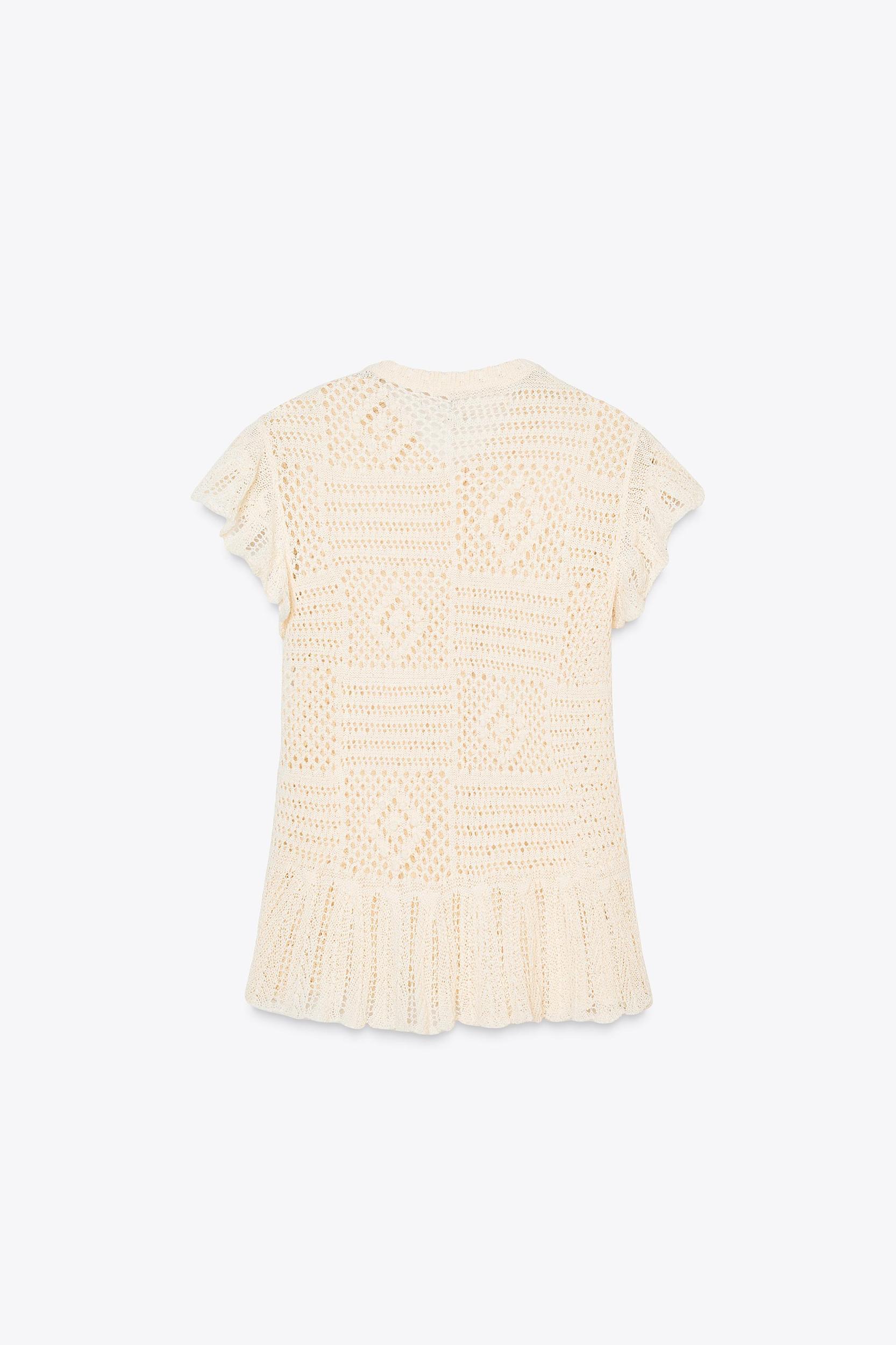 POINTELLE RUFFLED CARDIGAN Product Image