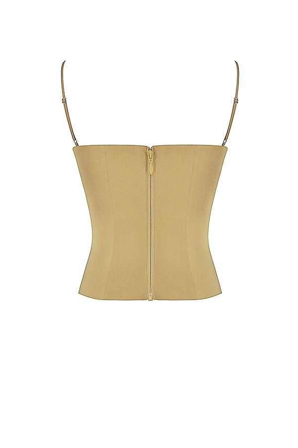 Letitia  olive satin lace up corset Product Image