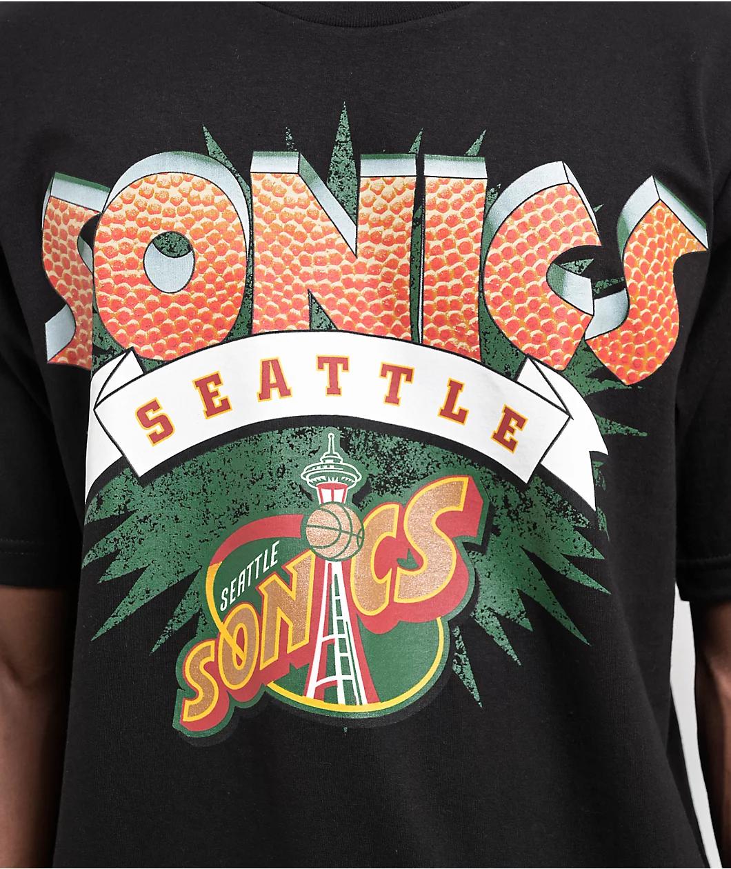 Mitchell & Ness x Seattle Supersonics Burst Black T-Shirt Product Image