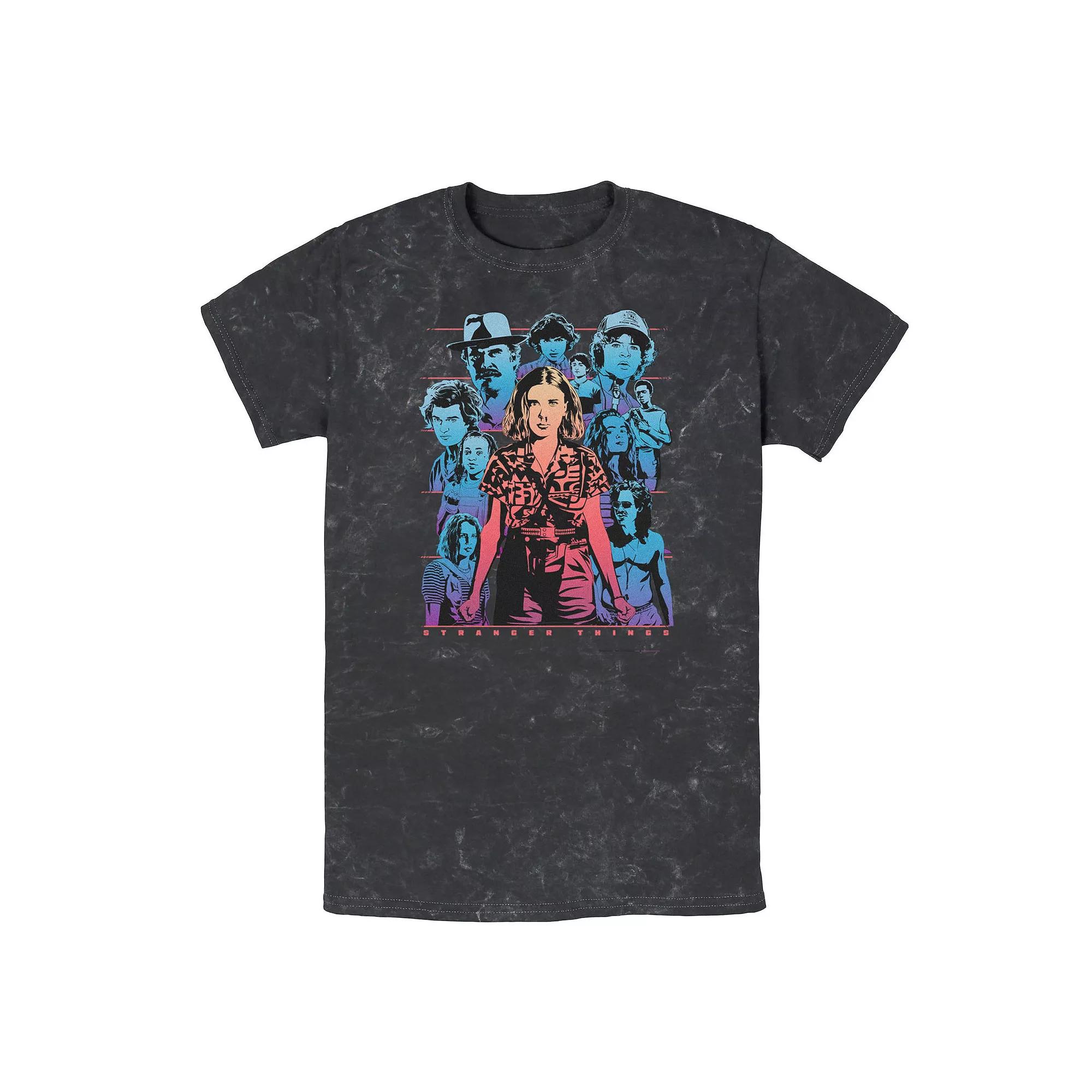 Men's Stranger Things Group Shot Gazing Mineral Wash Tee,  Product Image