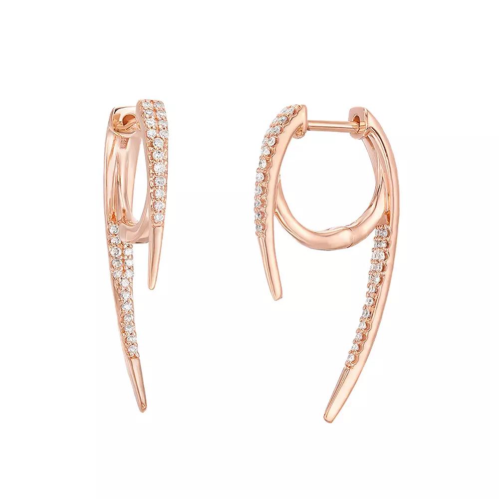 Gemminded 10k Rose Gold 1/4 Carat T.W. Diamond Curved Bar Earrings, Women's Product Image