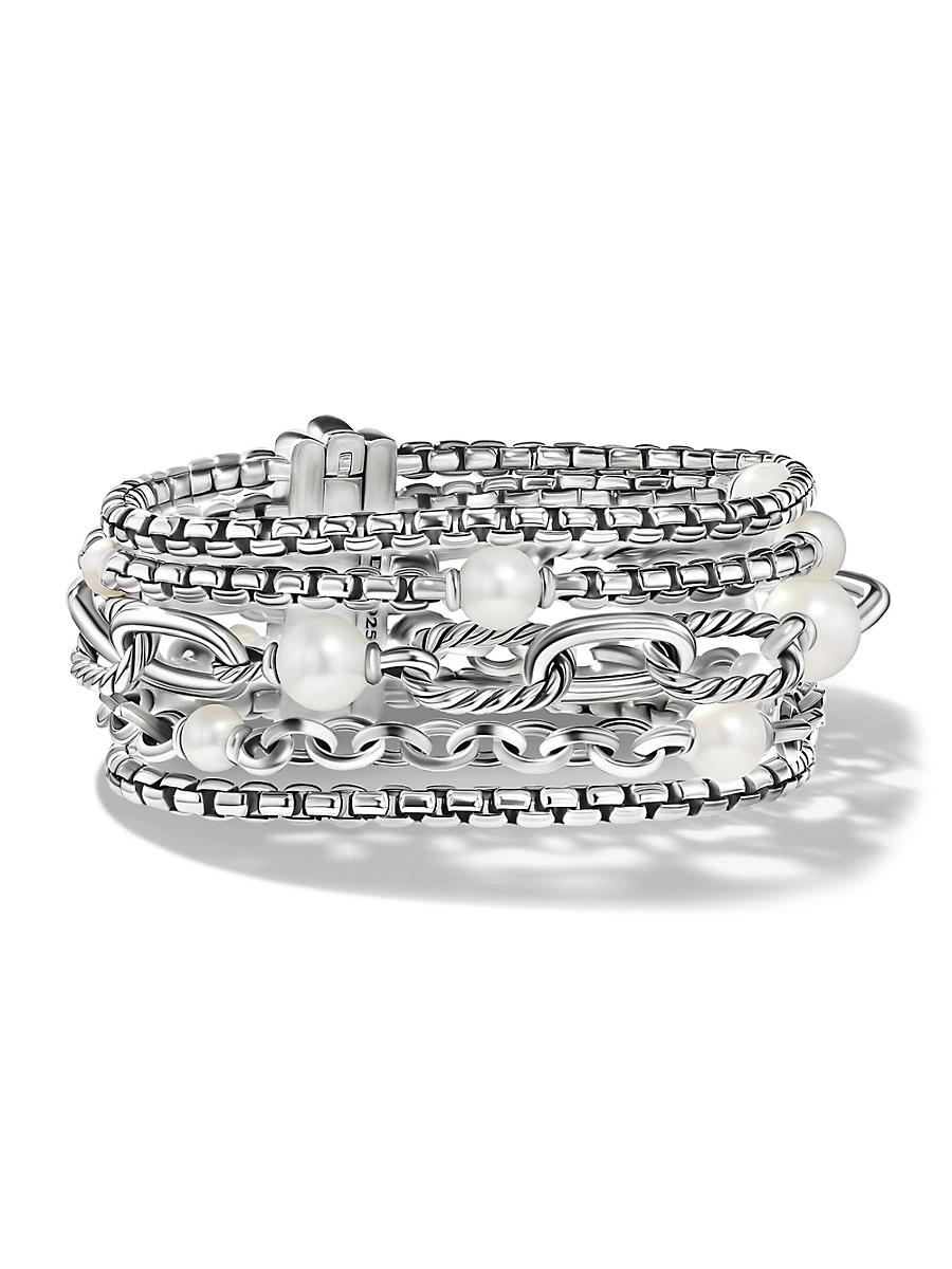 Womens DY Madison Pearl Multi Row Chain Bracelet Sterling Silver - Product Image