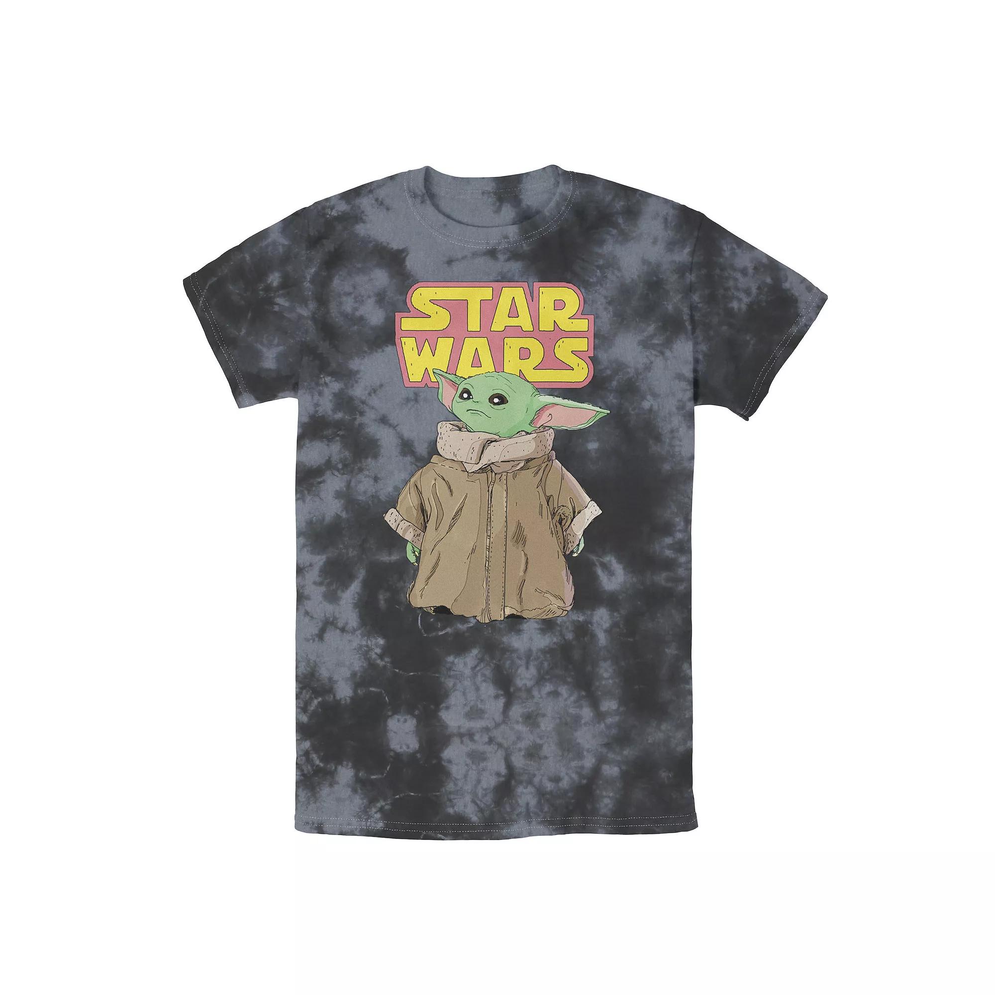 Men's Star Wars The Mandalorian The Child Cute Stare Logo Tee, Boy's, Size: Medium, Black Grey Product Image