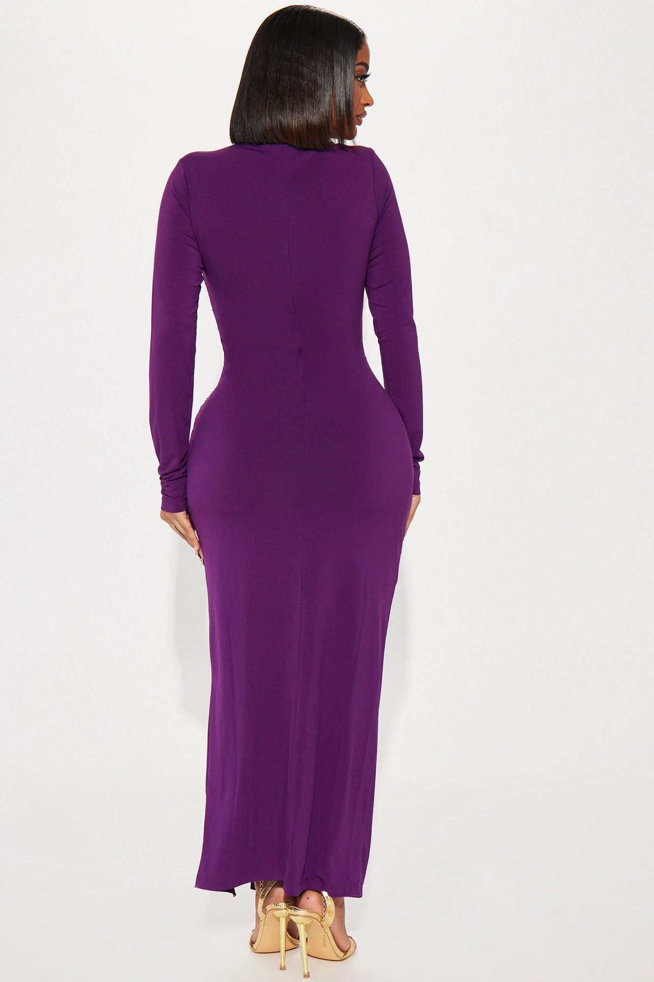 Nat Ruched Maxi Dress - Eggplant Product Image