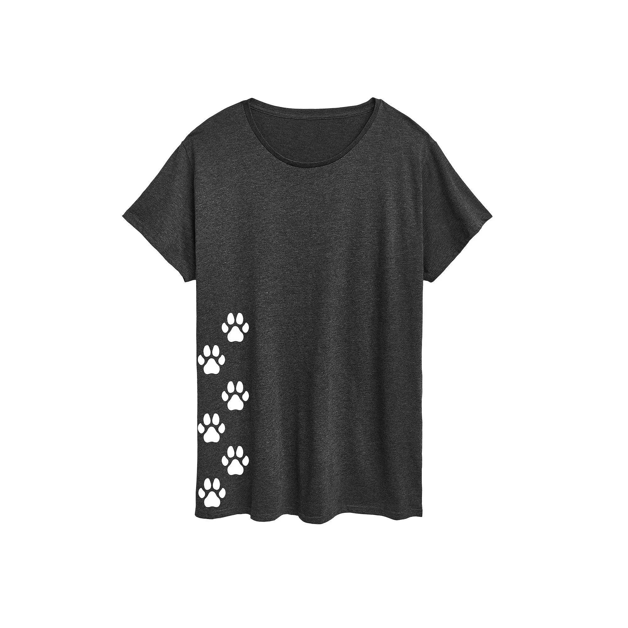 Plus Vertical Pawprints Graphic Tee, Women's,  Product Image