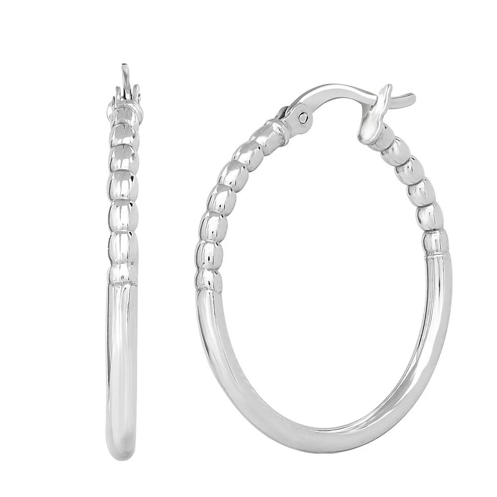Judy Crowell Sterling Silver Textured Hoop Earrings, Women's Product Image